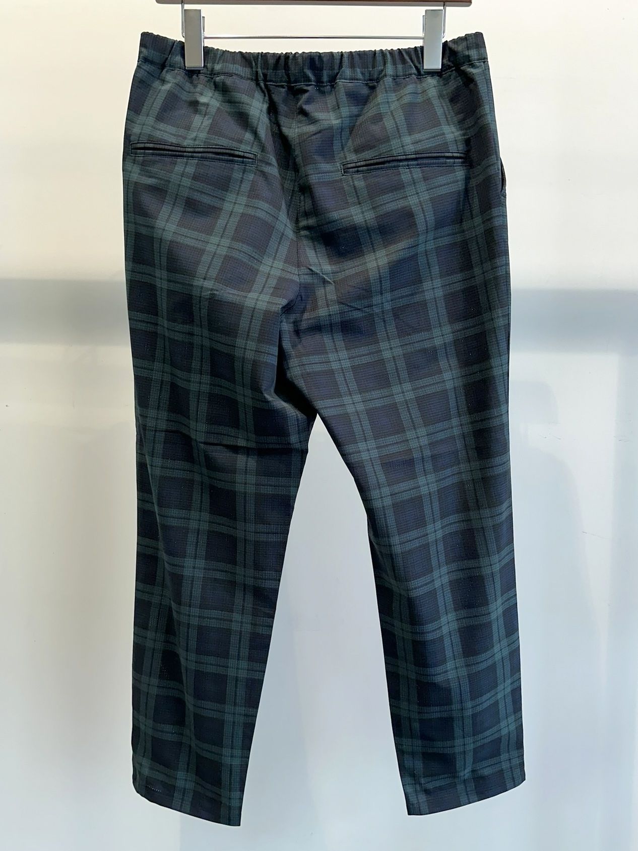 PAT WIDE EASY PANTS / RC32-ST-036 / ベルト付きテーパードワイドパンツ / グリーンチェック