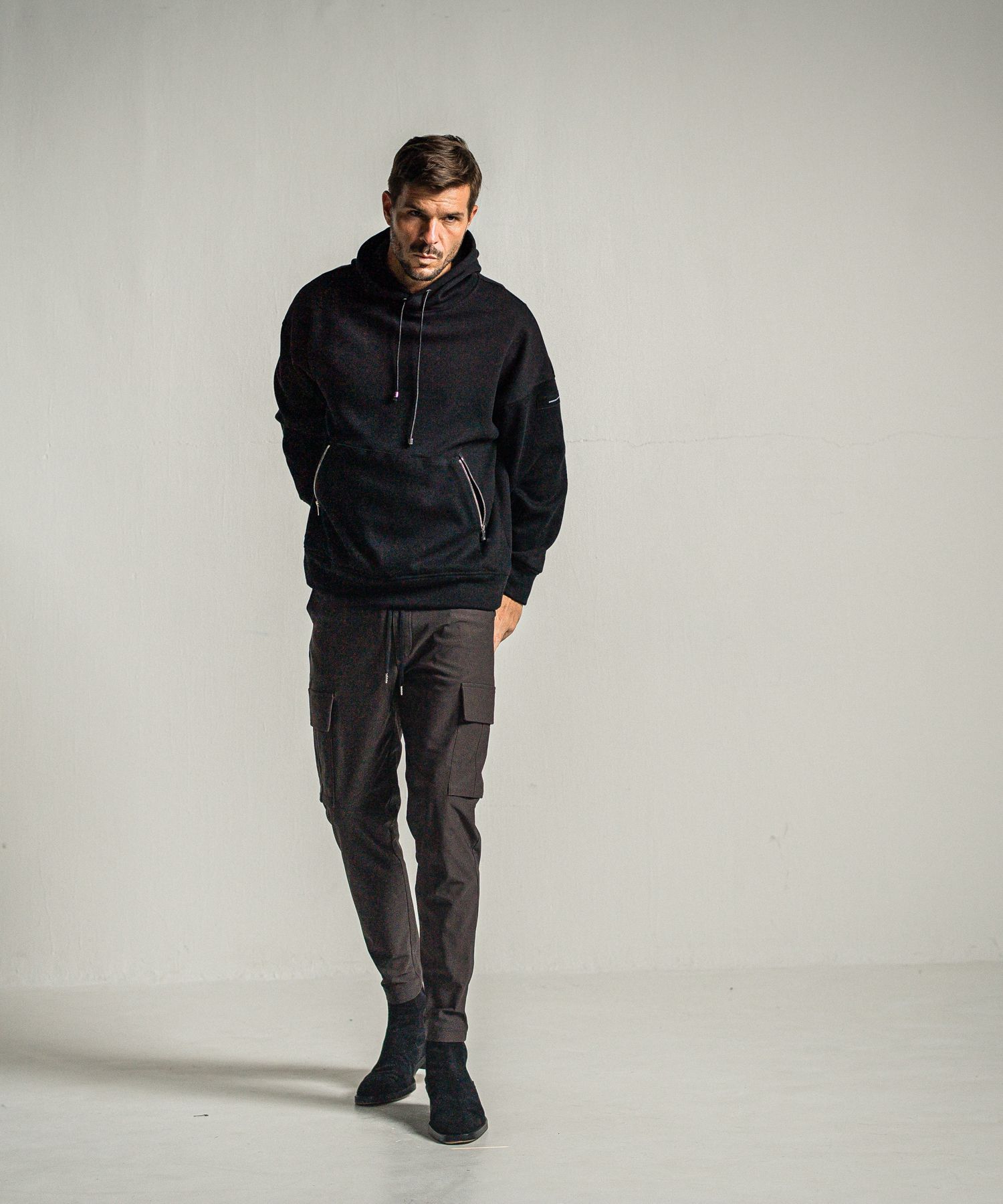 SHAGGY FLEECE THERMAL PULLOVER HOODIE / RC34-C-003 / 裏起毛サーマルパーカー / ブラック