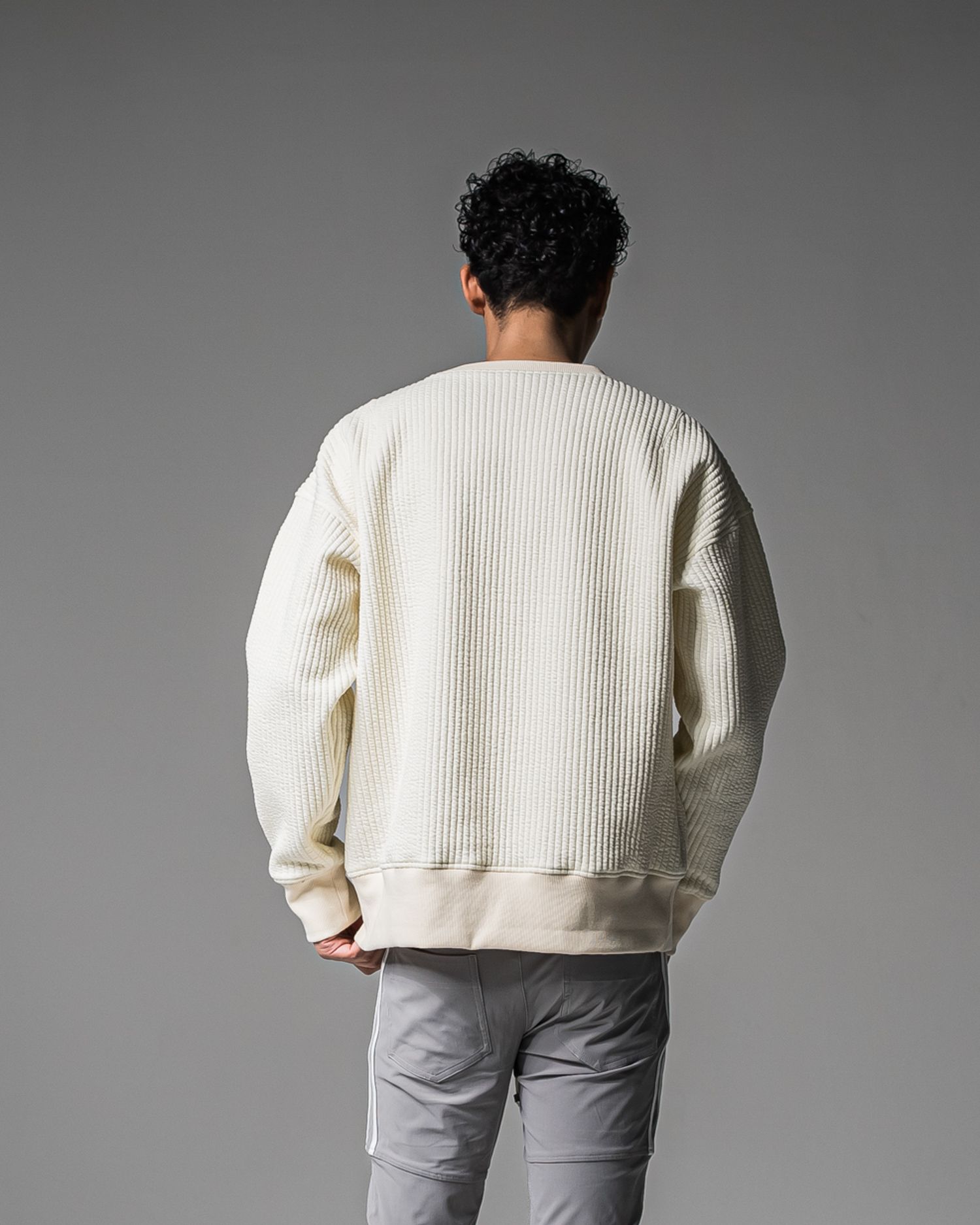 STRIPE QUILTING DROP TRAINER / RC37-C-003 / ストライプキルティングトレーナー / オフホワイト (9月下旬入荷予定)