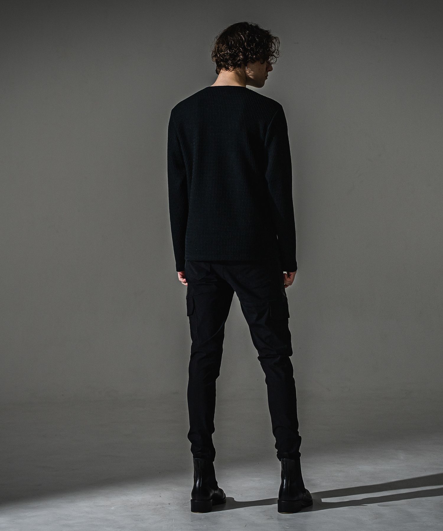 DARRELL CARGO PT / BASIC-ST-010 / レザーラインナイロンカーゴパンツ / ブラック×レザーブラック (7月下旬入荷予定)