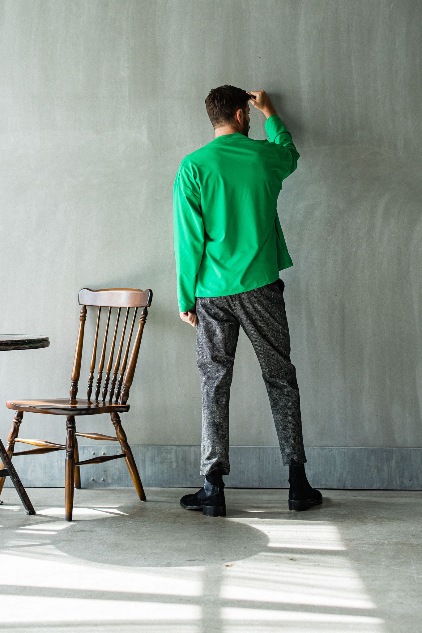 PAT WIDE EASY PANTS / RC32-ST-036 / ベルト付きテーパードワイドパンツ / グレンチェック