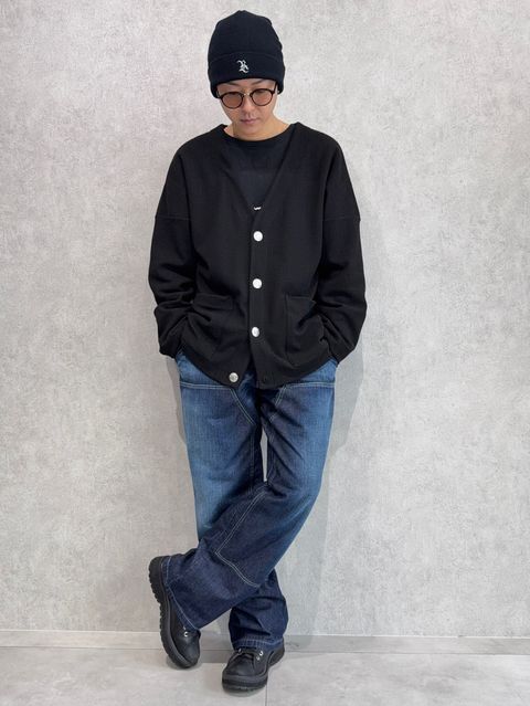 RESOUND新作カーディガン×初登場のダブルニーデニムコーデ