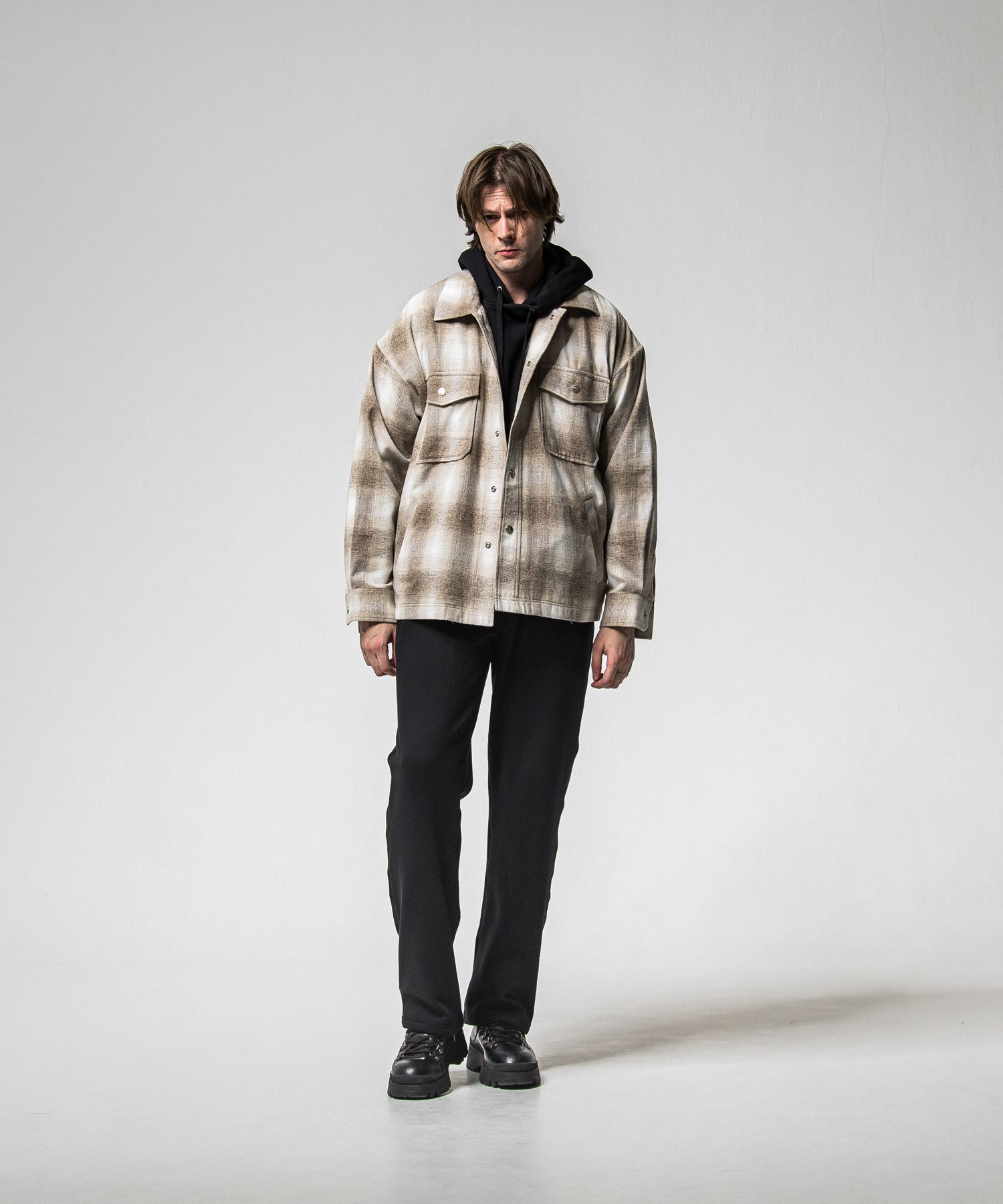 FLANNEL CHECK JK / RC38-JK-007 / フランネルチェックCPOジャケット / ブラウン (10月中旬入荷予定)