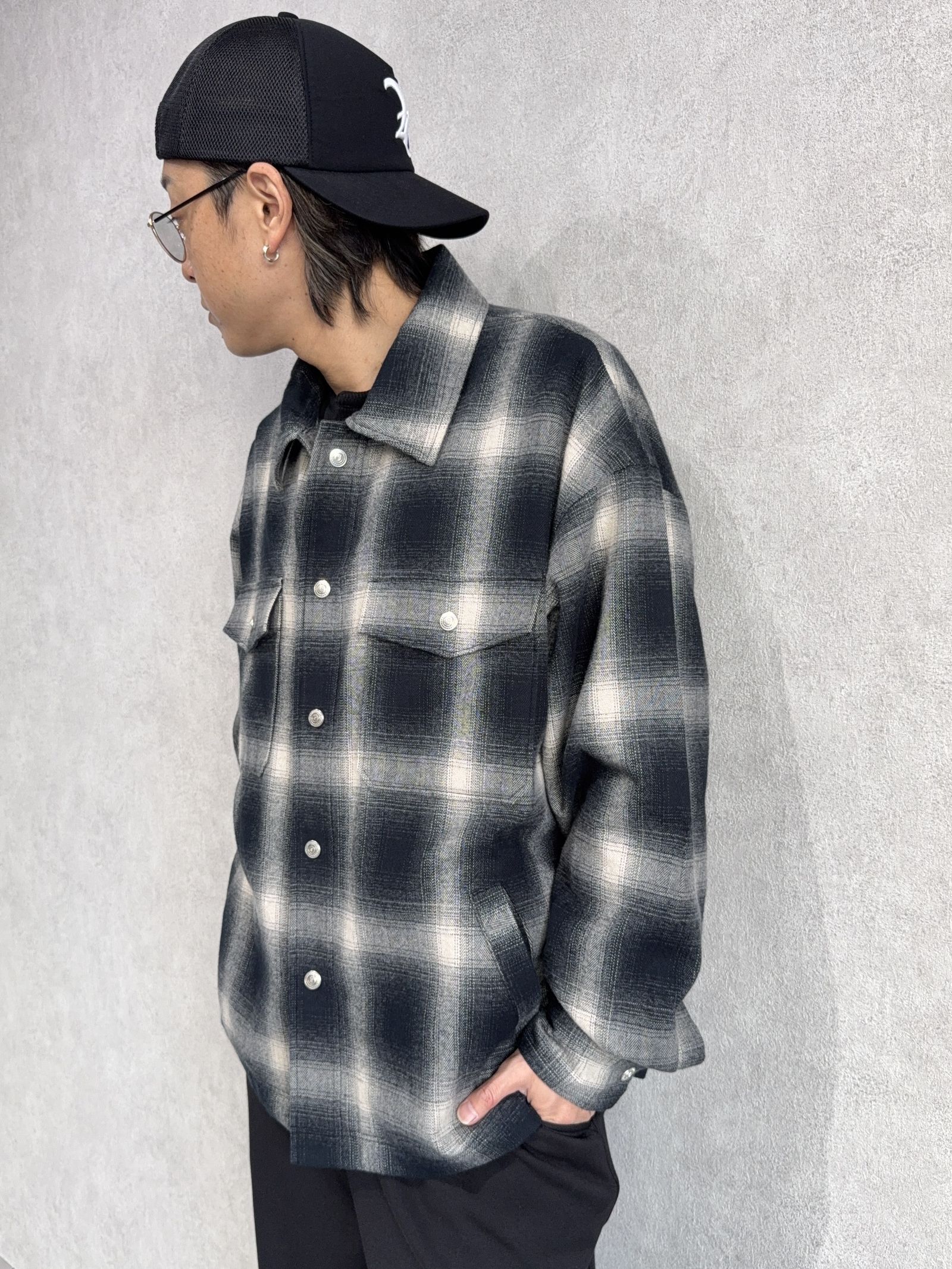 FLANNEL CHECK JK / RC38-JK-007 / フランネルチェックCPOジャケット / ブラック