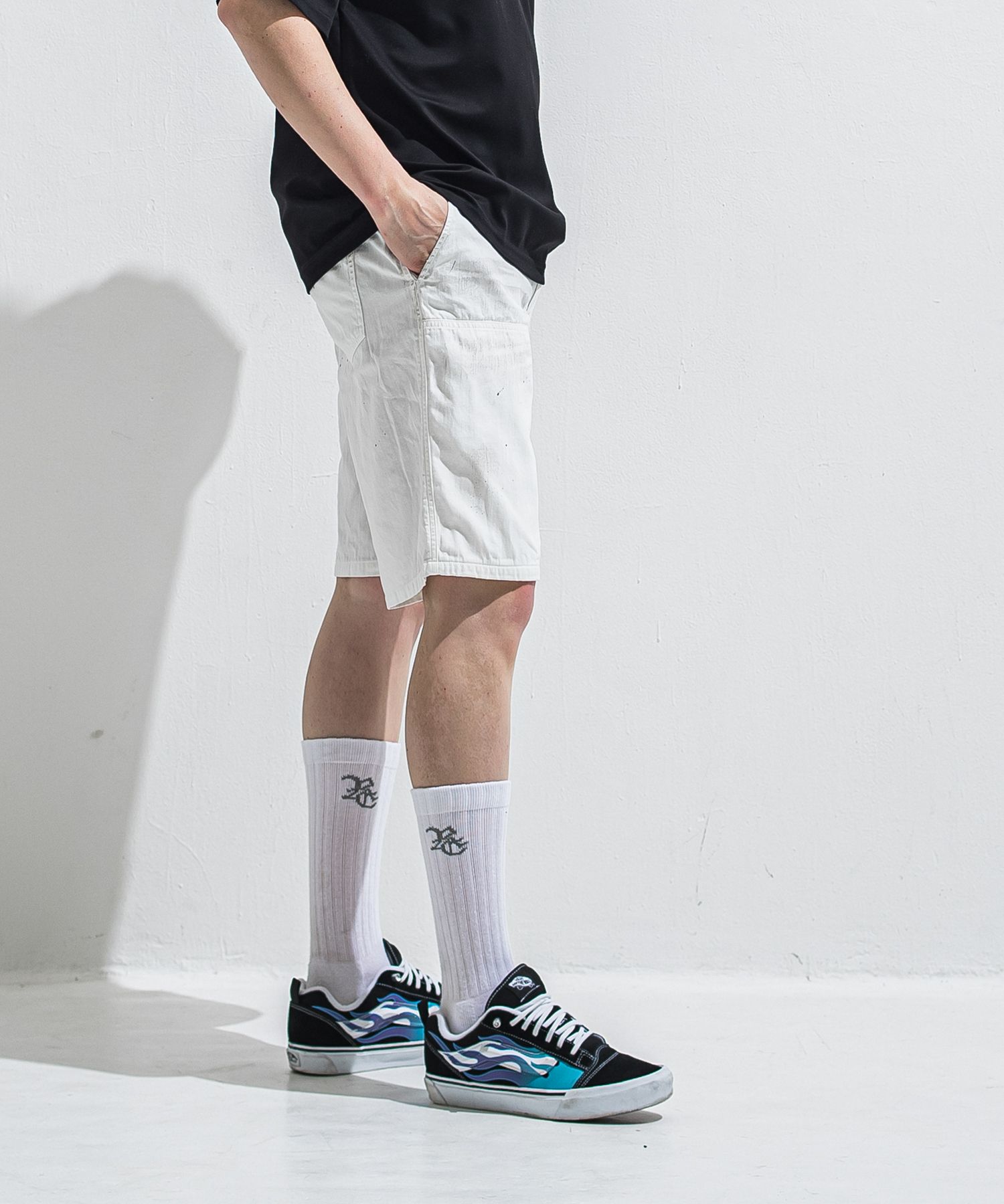 DOUBLE KNEE SHORTS / RC40-HP-007 / ダブルニーデニムハーフパンツ / ホワイト (6月上旬入荷予定)