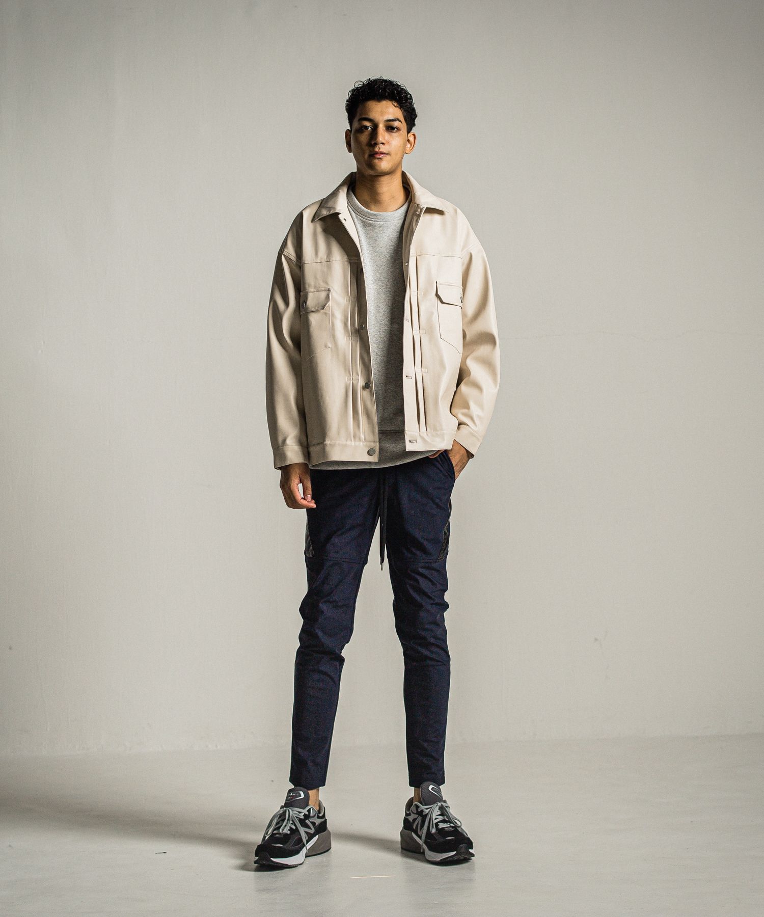 RC CHENILLE VELOURS FLEECE DROP TRAINER / RC34-C-007 / 裏起毛刺繍ワッペントレーナー / グレー