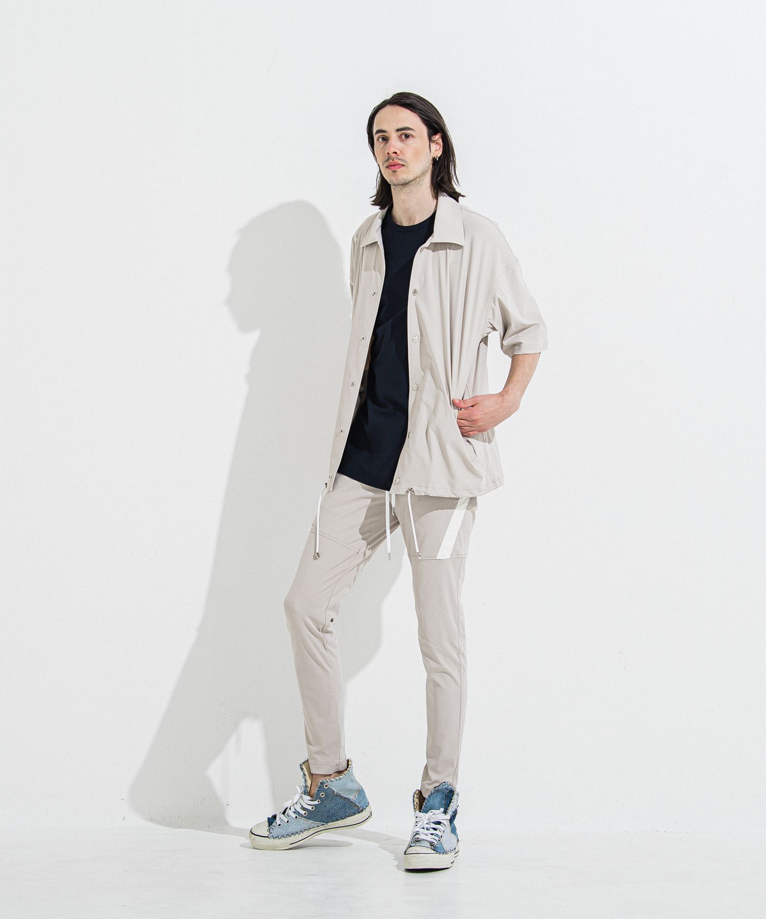 TYLER NYLON PANTS / RC36-ST-026 / レザーラインナイロンパンツ / グレージュ