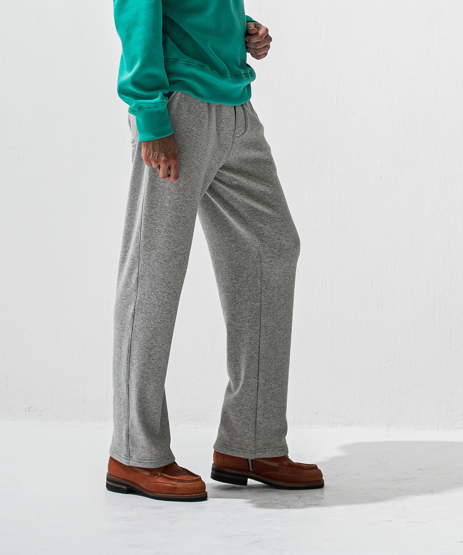 VELOURS FLEECE WIDE TUCK PANTS / RC42-ST-016HWT / 裏起毛セミワイドタックパンツ / グレー (11月中旬入荷予定)