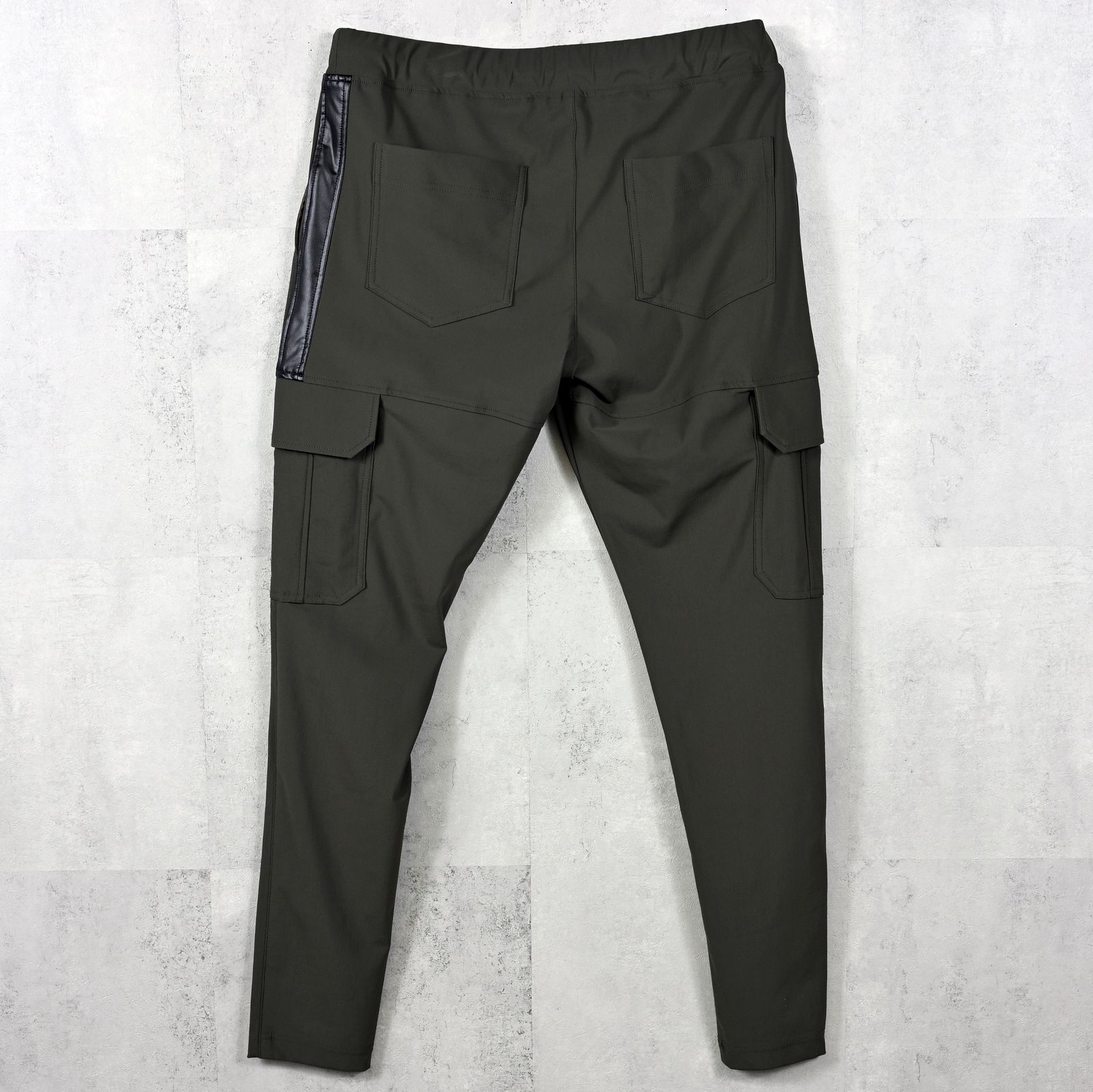 DARRELL CARGO PT / BASIC-ST-010 / ナイロン レザーラインカーゴパンツ / カーキ×レザーブラック (2月下旬入荷予定)