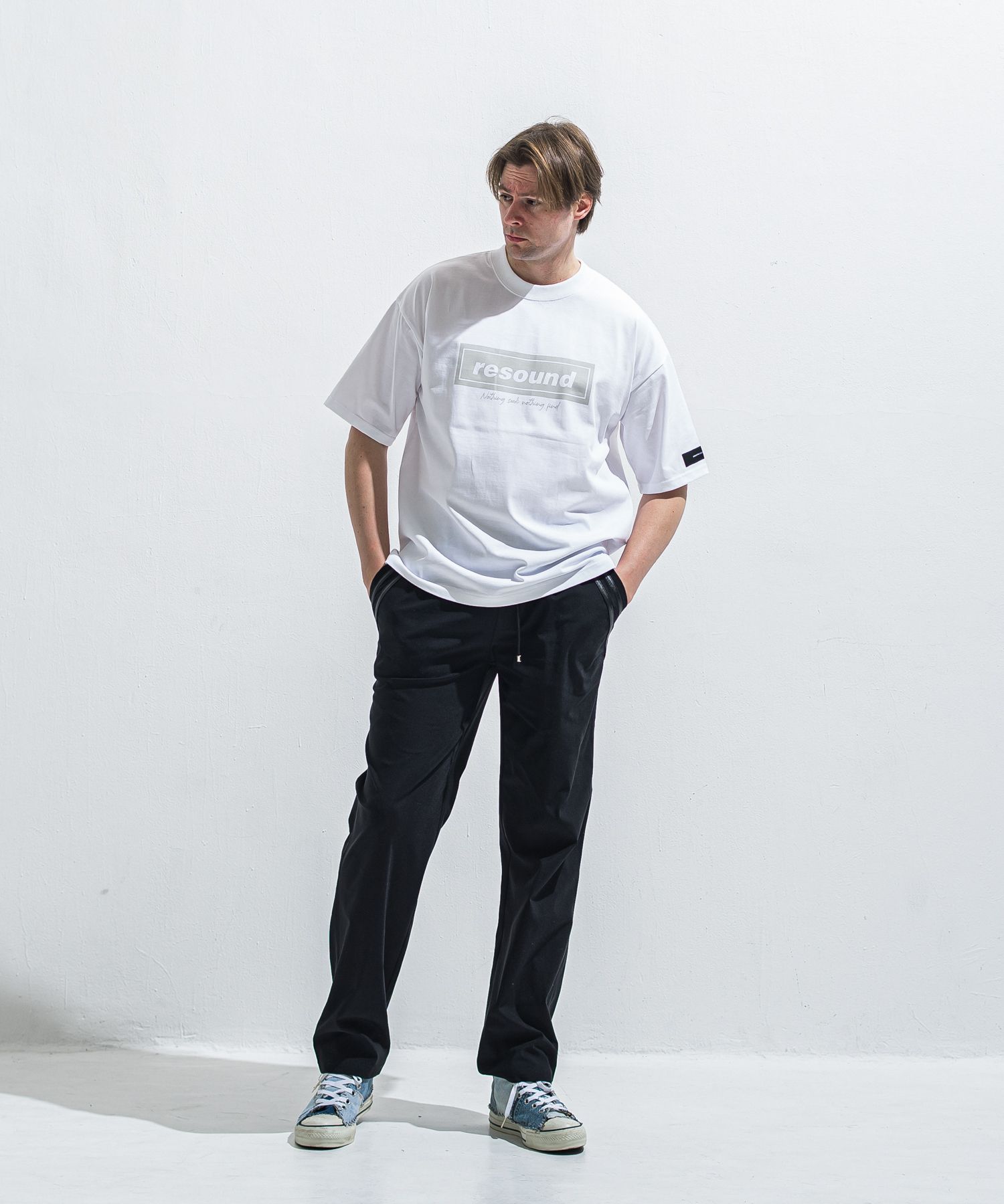 EDGE NYLON SEMI WIDE PT / RC40-ST-014WT / エッジナイロンセミワイドラインパンツ / ブラック×ブラック (4月下旬入荷予定)