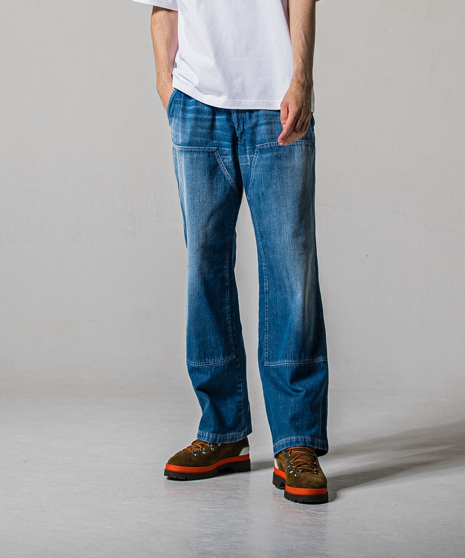 DOUBLE KNEE PT / RC39-ST-041 / ダブルニーワイドデニムパンツ / ライトインディゴ (2月中旬入荷予定)