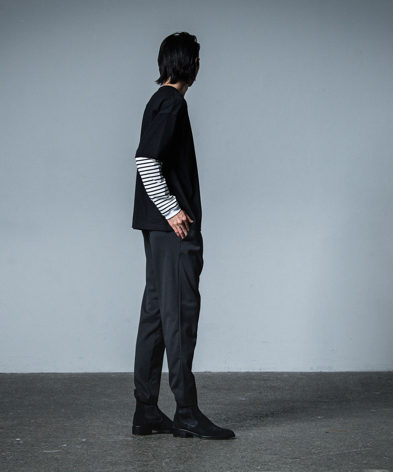 PAT WIDE EASY PANTS / RC33-ST-036BN / ワイドテーパードパンツ / ブラック