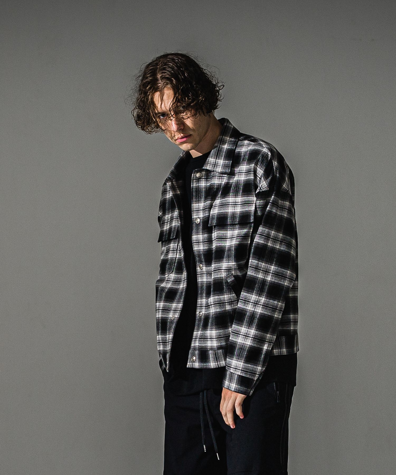 CHECK SHIRT JACKET / RC41-SH-003 / チェックシャツジャケット / ブラック (8月下旬入荷予定)