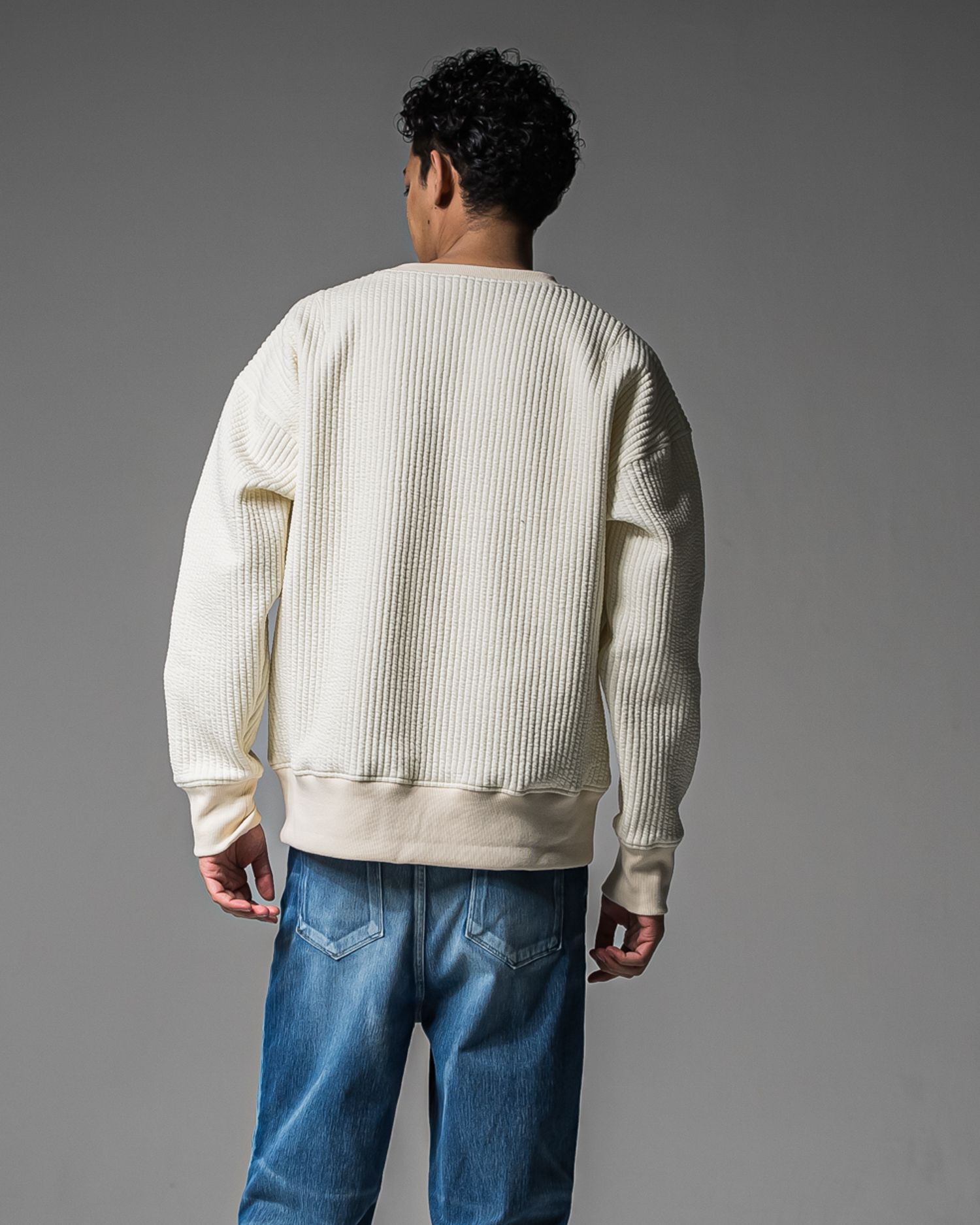 STRIPE QUILTING DROP TRAINER / RC37-C-003 / ストライプキルティングトレーナー / オフホワイト (9月下旬入荷予定)