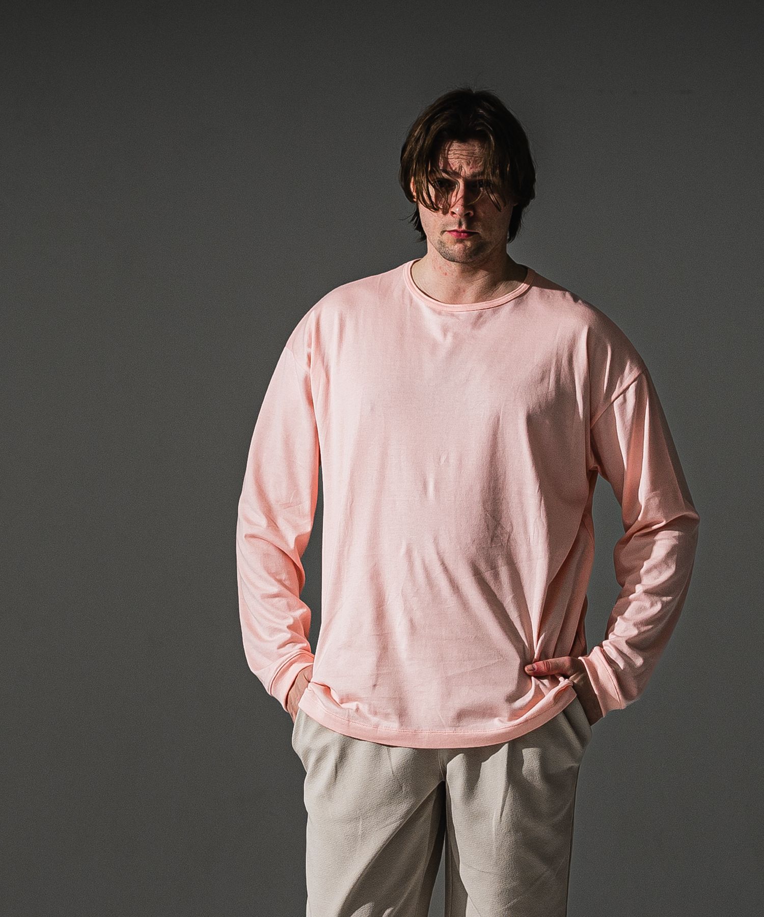 PIN ST RC OVER LONGSLEEVE TEE / RC41-T-003 / オーバーサイズ長袖バックロゴTシャツ / ピンク (7月中旬入荷予定)