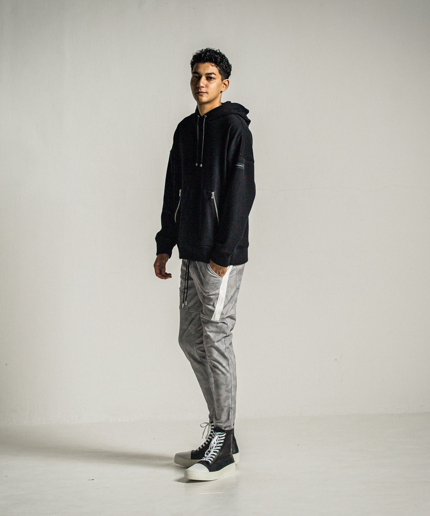 SHAGGY FLEECE THERMAL PULLOVER HOODIE / RC34-C-003 / 裏起毛サーマルパーカー / ブラック