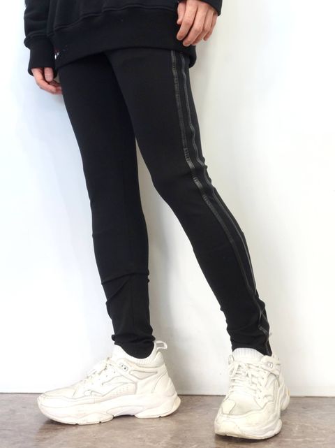 BLIND LINE PT / BASIC-ST-008 / ラインパンツ / ブラック×レザーブラック (1月上旬入荷予定)