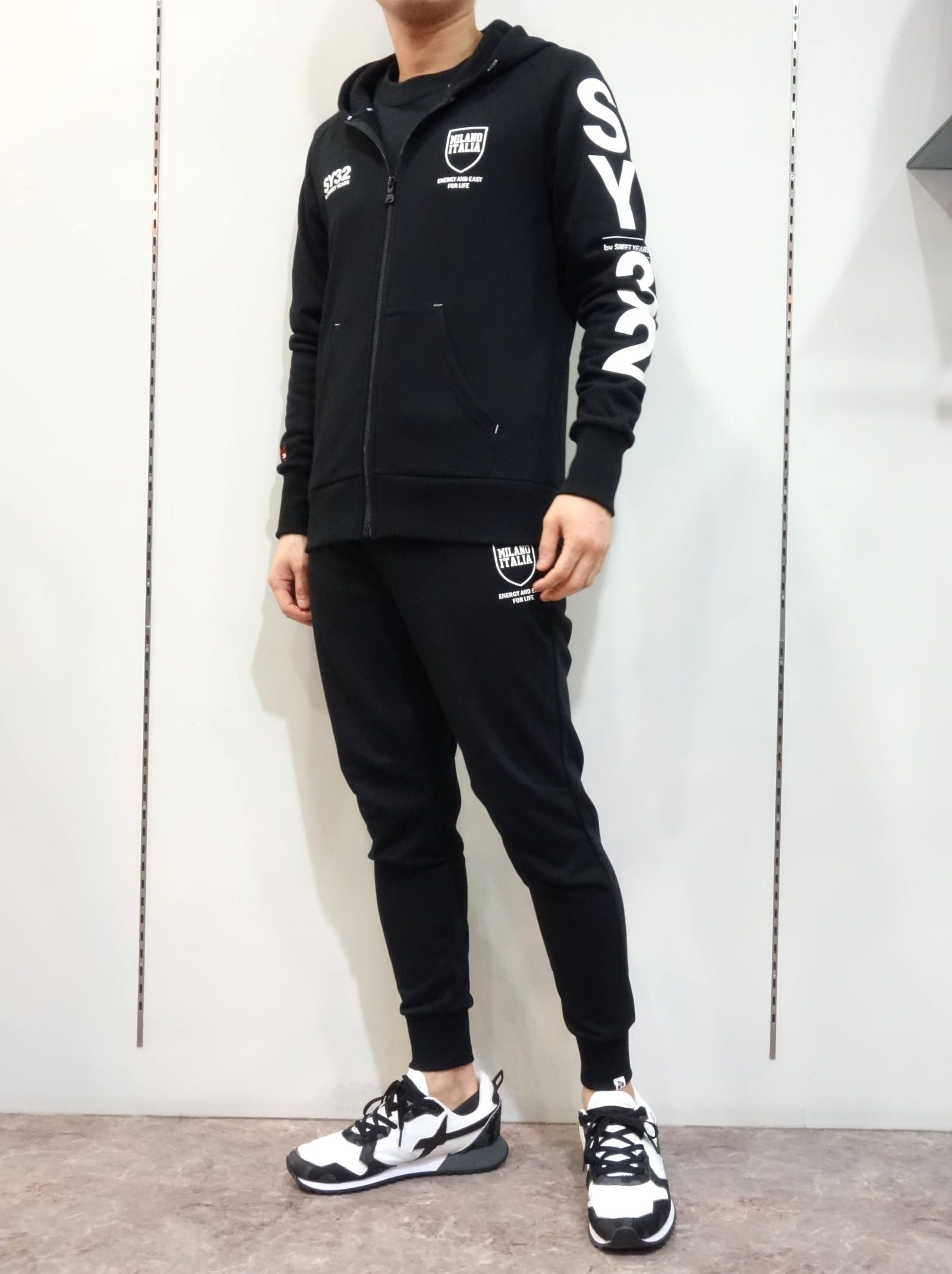 SY32 by SWEET YEARS - SHIELD LOGO ZIP SWEAT SETUP / TNS1712