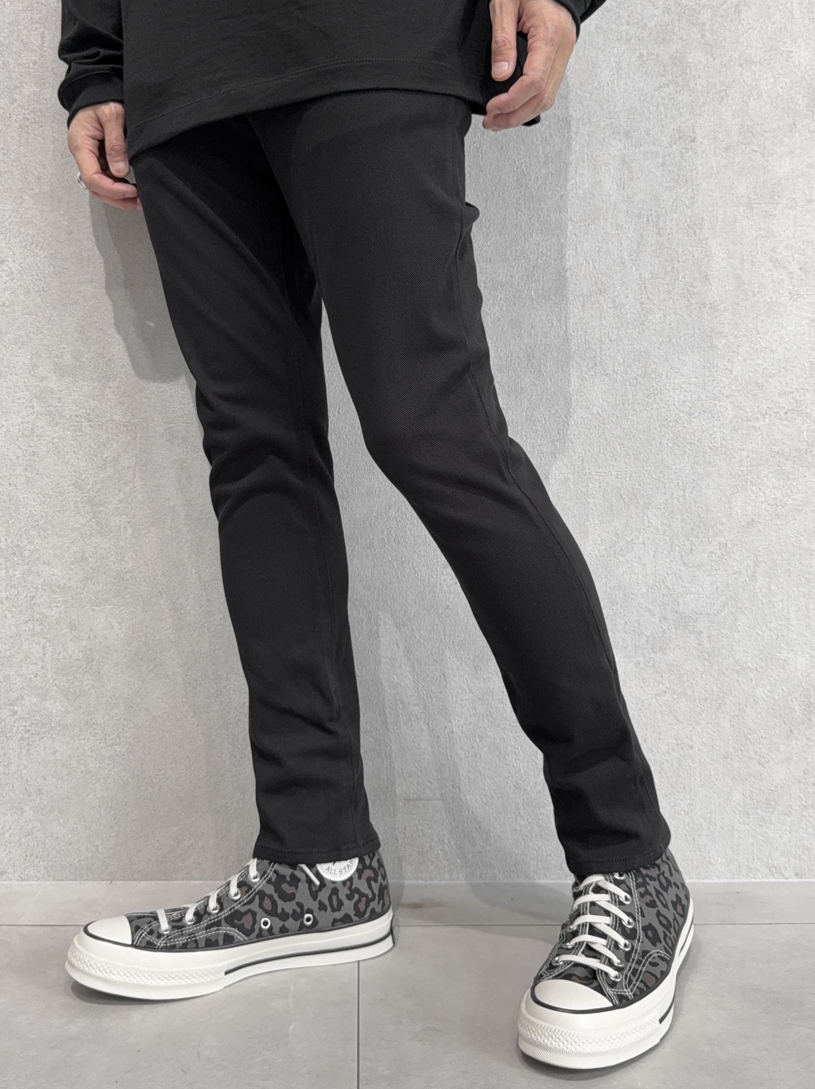 MICK DENIM JERSEY / BASIC-ST-020 / デニムジャージテーパードパンツ / ブラック