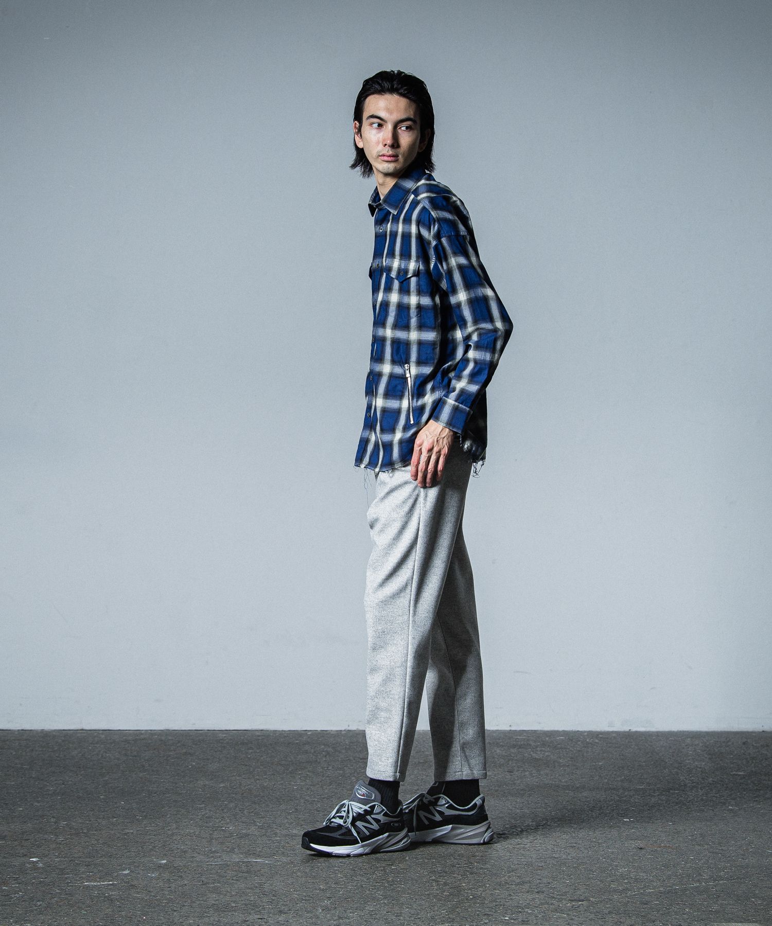 OVER GOWN CHECK SHIRTS / RC33-SH-003 / オーバーガウンチェックシャツ / ブルー
