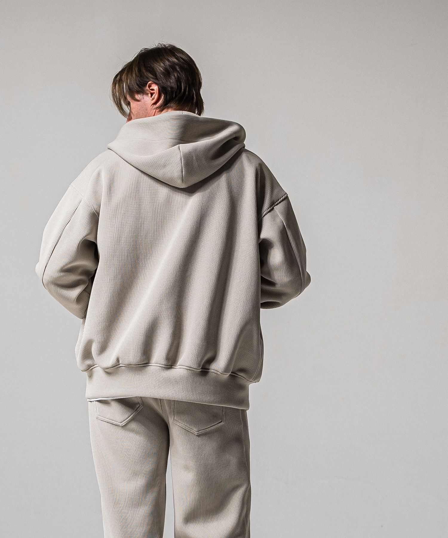 AZE VARSITY HOODIE / RC39-C-006 / 高機能畦編みニットトレーナー / グレージュ (1月中旬入荷予定)