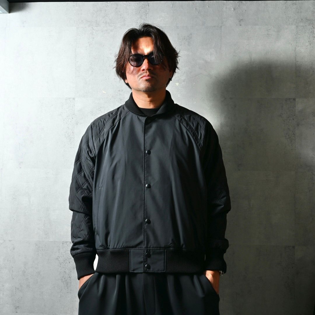 PB VARSITY JACKET / DP1-JK-001 / キルティングナイロンスタジャン / ブラック (2月中旬入荷予定)
