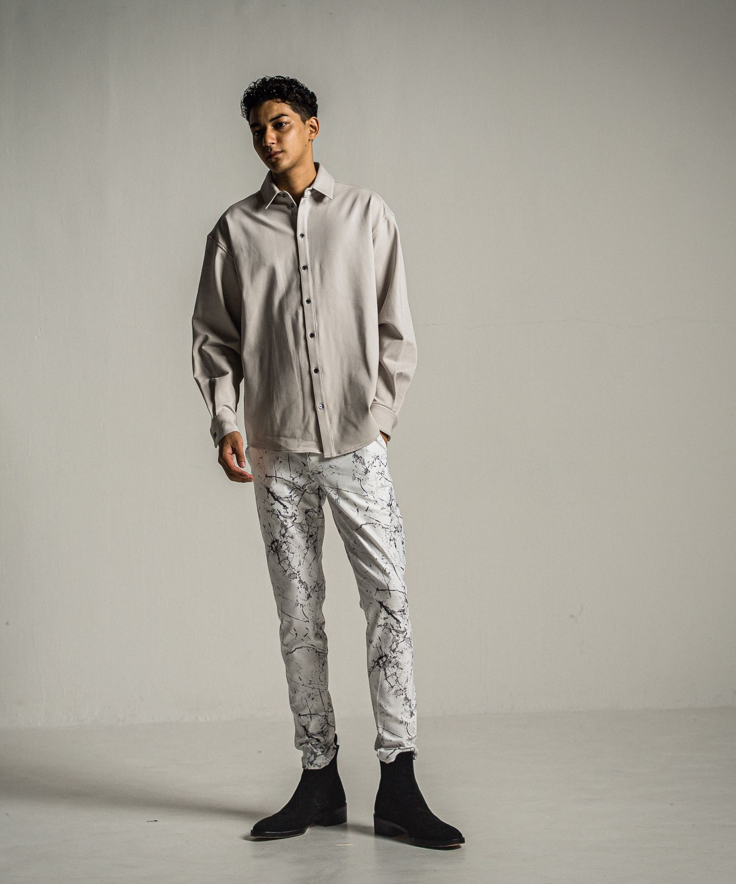 CHRIS EASY PANTS / RC34-ST-016 / ペイント柄イーシーパンツ / グレー