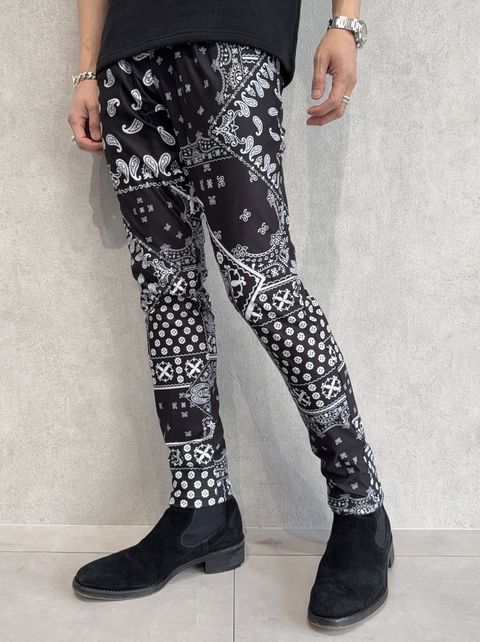 CHRIS EASY TUCK PANTS / RC39-ST-016T / ナイロンイージータックパンツ / バンダナブラック