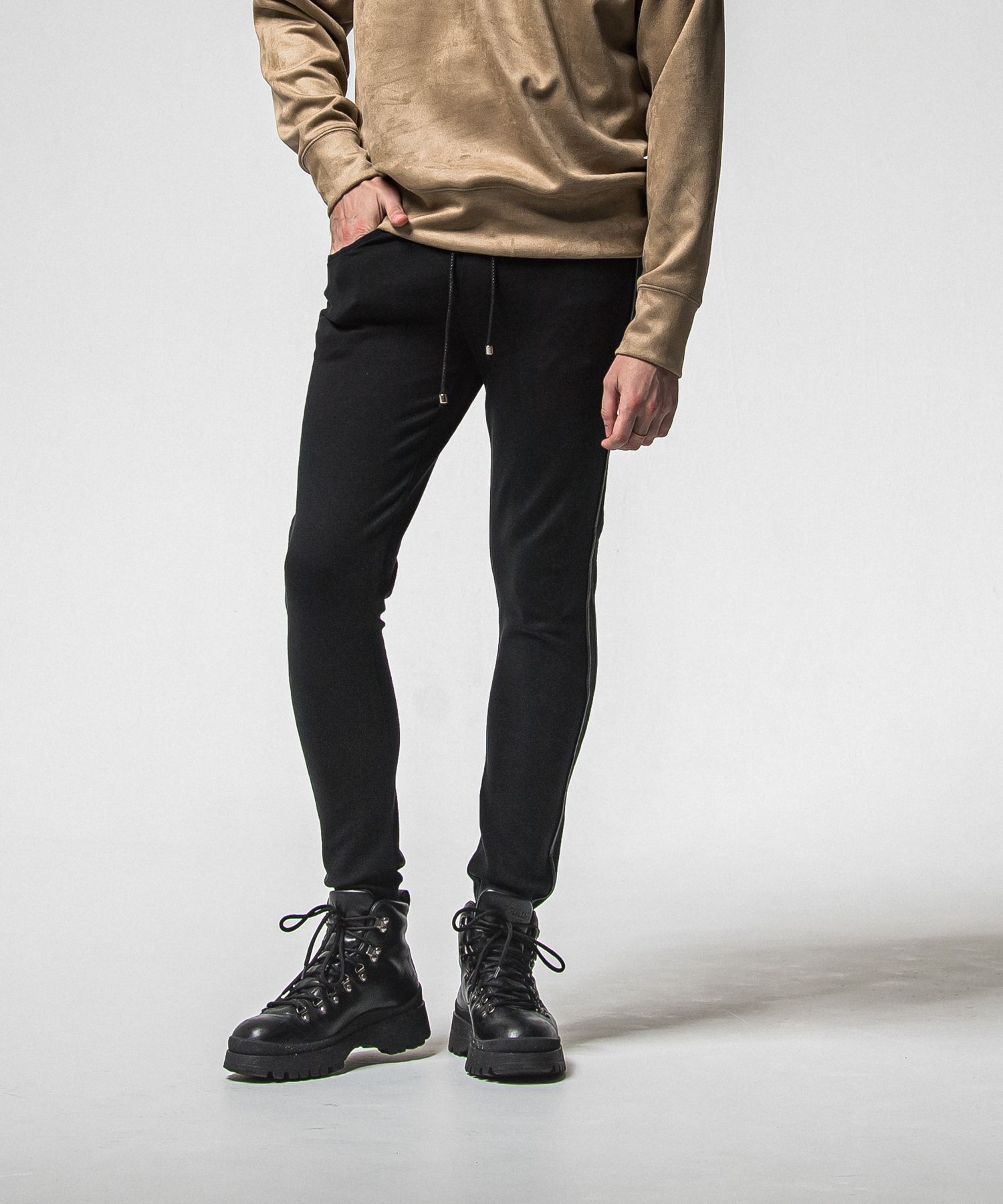 BLIND LINE PT / BASIC-ST-008 / ラインパンツ / ブラック×レザーブラック (1月上旬入荷予定)