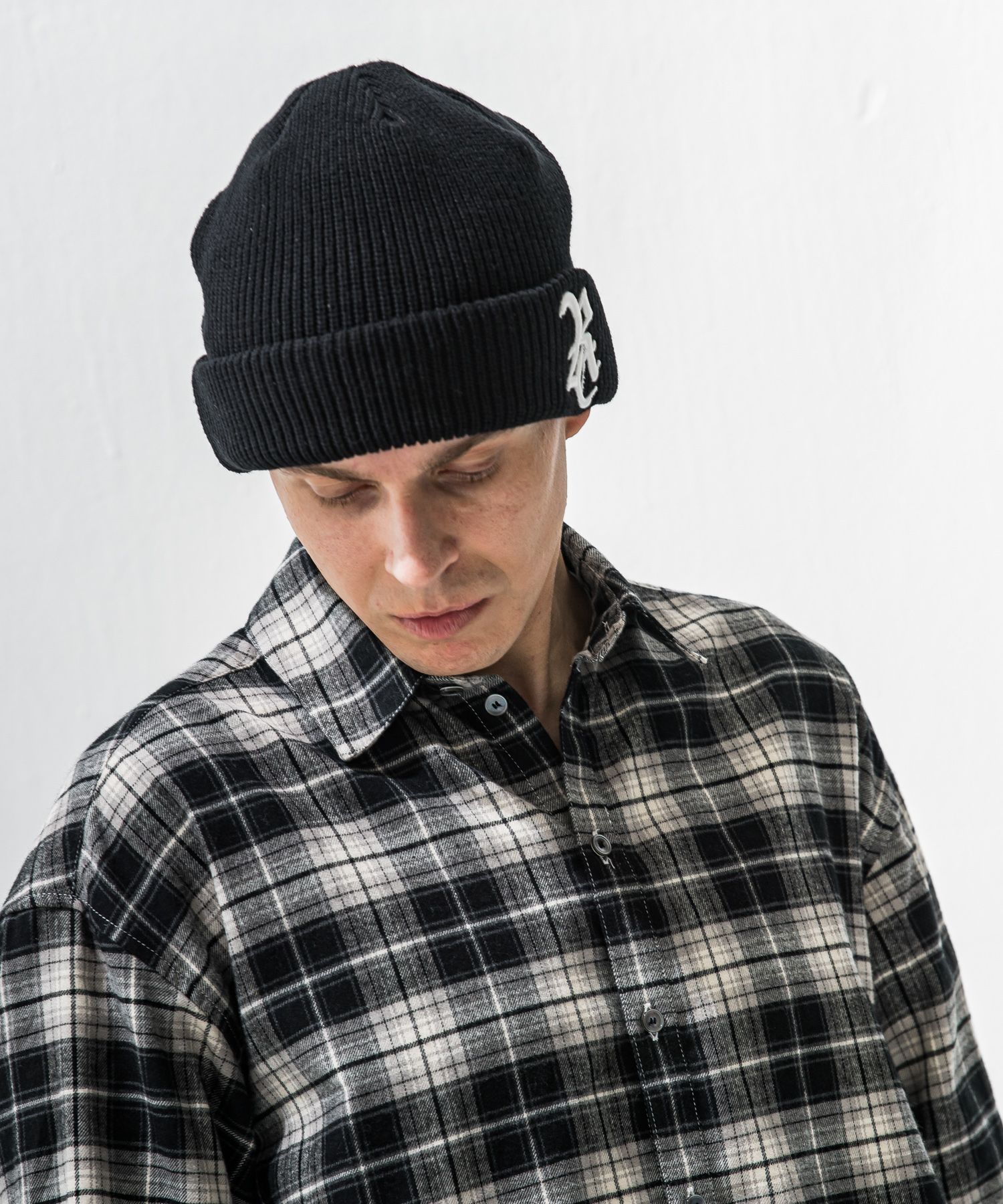 COTTON KNIT CAP / RC42-CAP-004 / コットンニットキャップ / ブラック×ホワイト (12月上旬入荷予定)