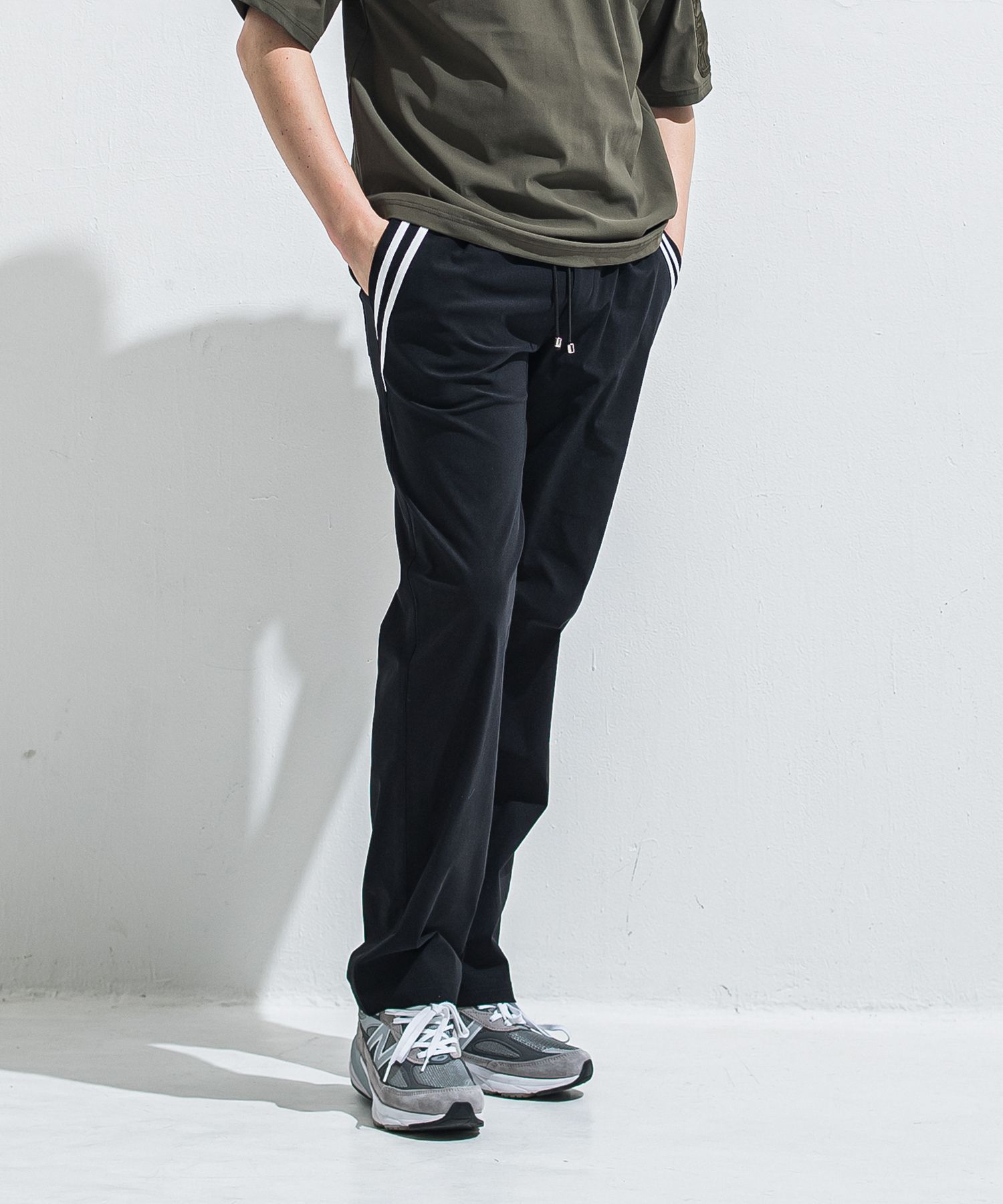 EDGE NYLON SEMI WIDE PT / RC40-ST-014WT / エッジナイロンセミワイドラインパンツ / ブラック×ホワイト (4月下旬入荷予定)