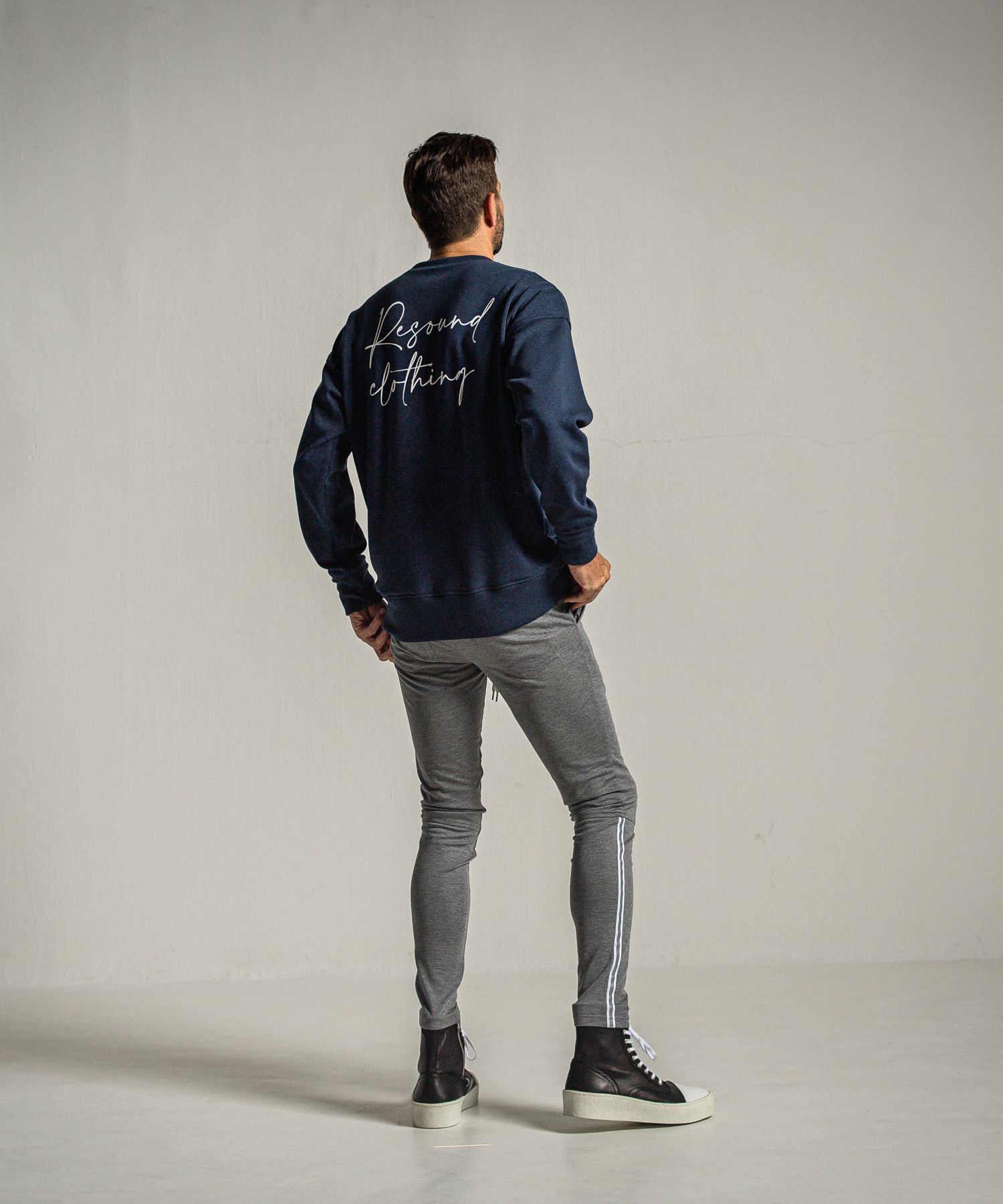 ID VELOURS FLEECE DROP TRAINER / RC34-C-004 / 裏起毛バックロゴトレーナー / ネイビー