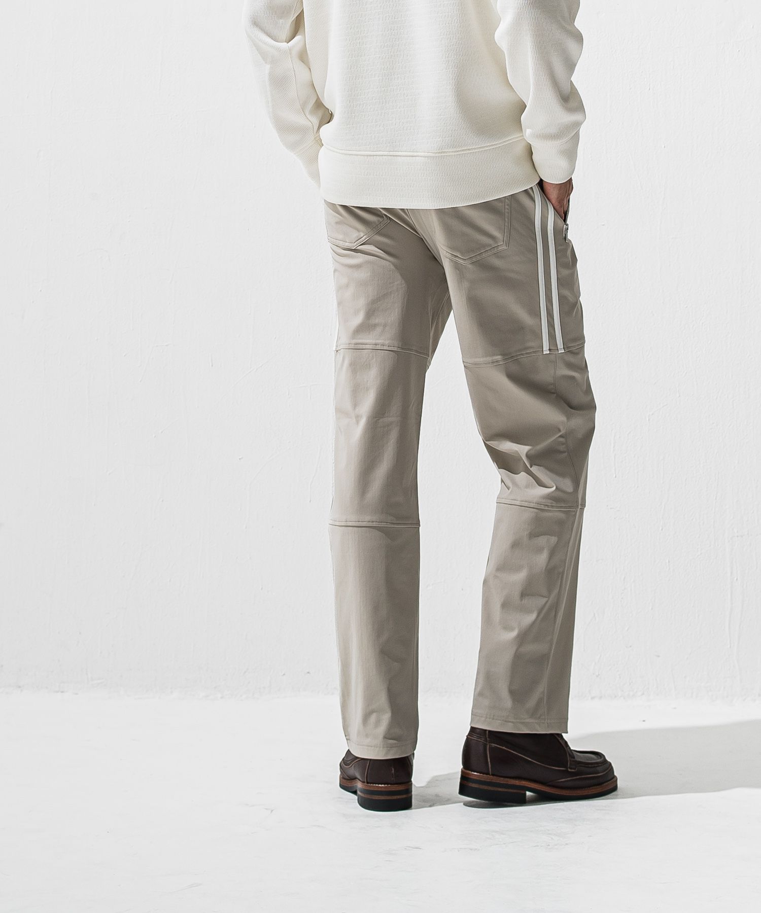 JOHNSON LINE HEAT WIDE TUCK PANTS / RC42-ST-009HWT / 裏起毛ジョンソンラインワイドタックパンツ / グレー×ホワイト (10月下旬入荷予定)