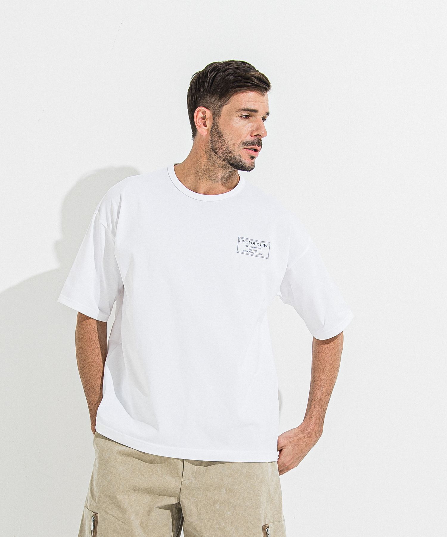 CREW OVER TEE / RC36-T-007 / バックプリントビッグTシャツ / ホワイト