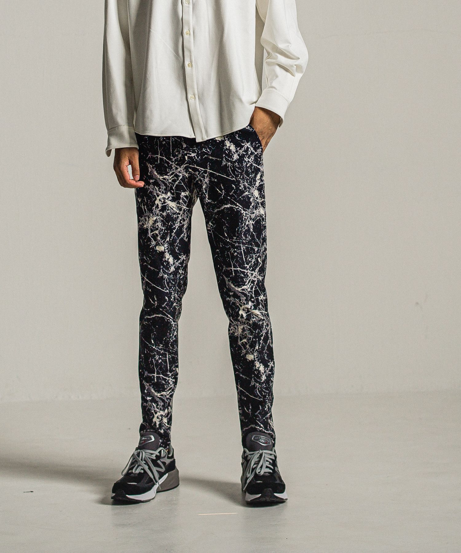 CHRIS EASY PANTS / RC34-ST-016 / ペイント柄イーシーパンツ / ブラック
