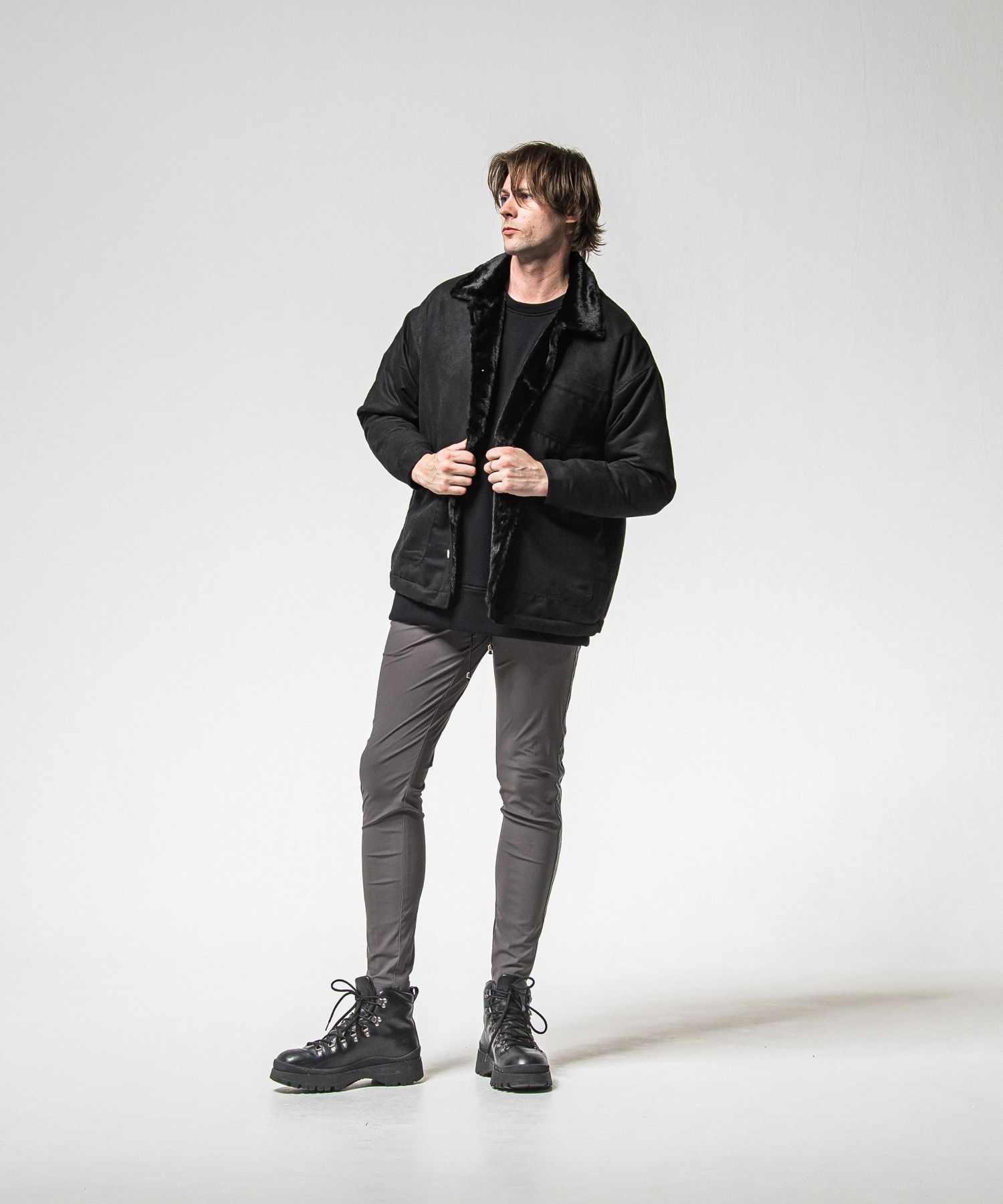 SUEDE FUR CAVER ALL / RC38-JK-003 / スエードファーカバーオール / ブラック (11月中旬入荷予定)