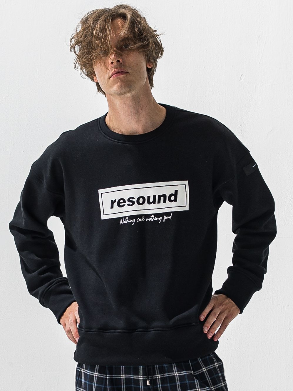 BOX VELOURS FLEECE DROP TRAINER / RC42-C-007 / 裏起毛ボックスロゴトレーナー / ブラック (11月上旬入荷予定)