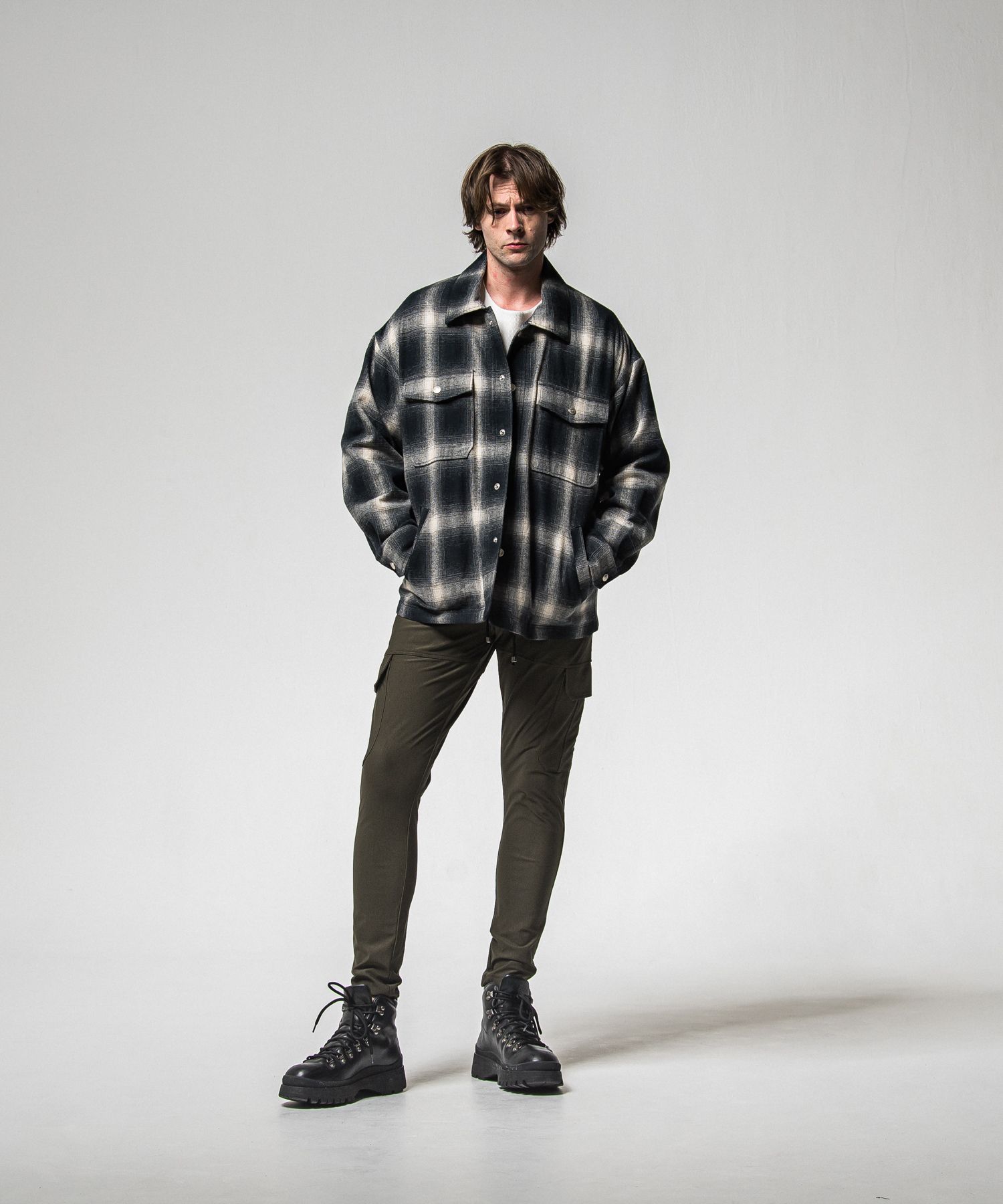 FLANNEL CHECK JK / RC38-JK-007 / フランネルチェックCPOジャケット / ブラック (10月中旬入荷予定)