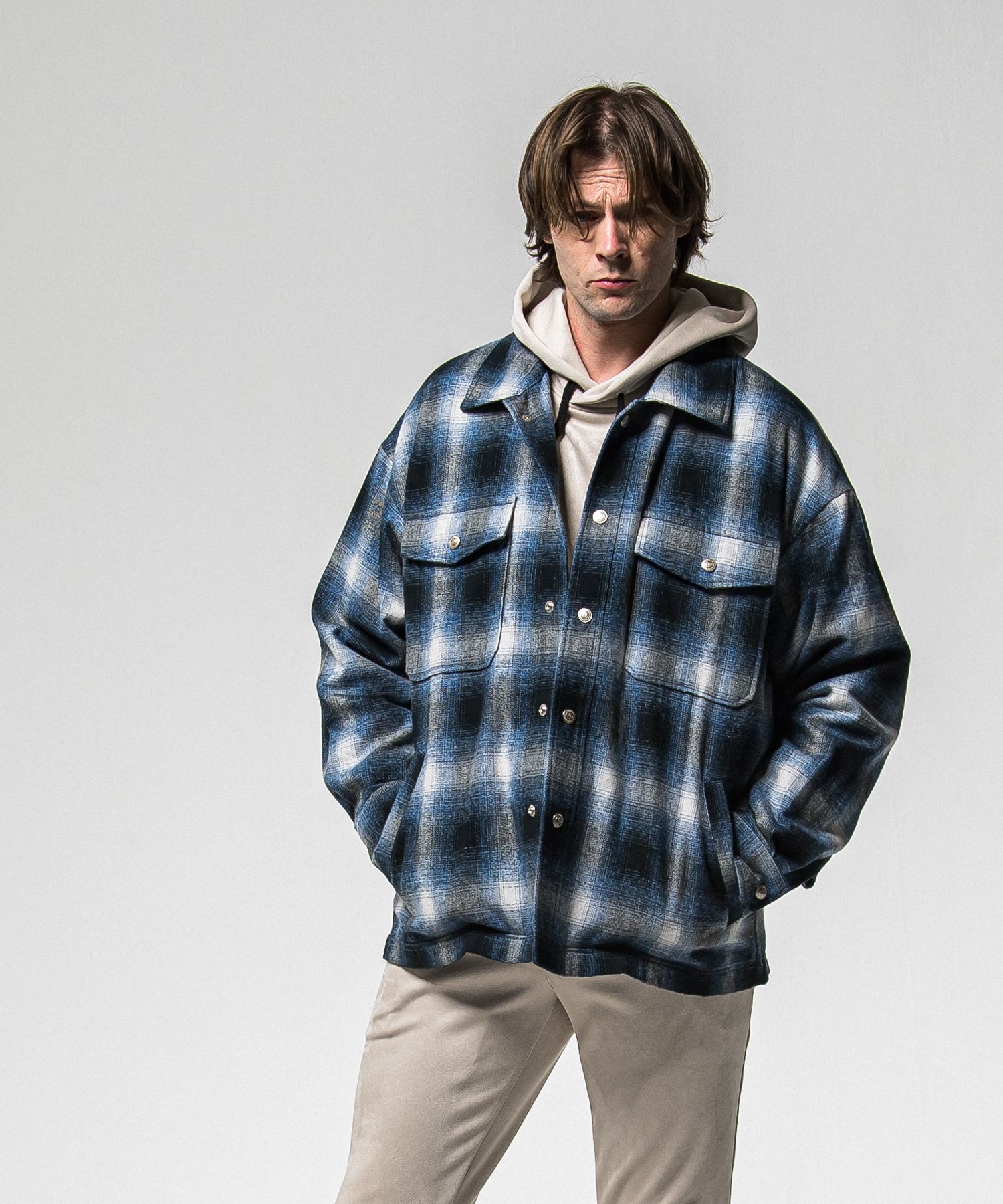 FLANNEL CHECK JK / RC38-JK-007 / フランネルチェックCPOジャケット / ブルー (10月中旬入荷予定)