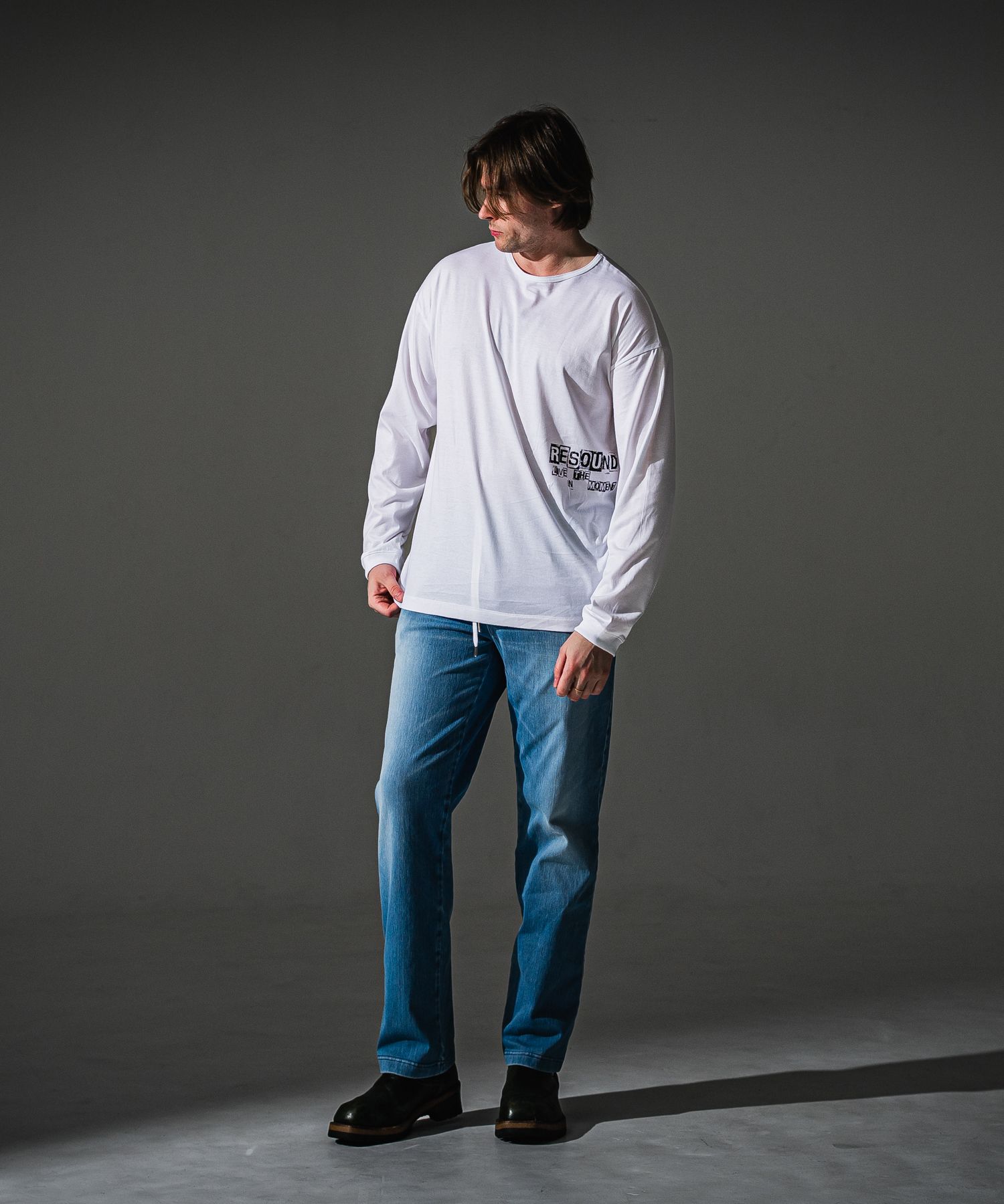 UK OVER LONGSLEEVE TEE / RC41-T-002 / オーバーサイズ長袖ロゴプリントTシャツ / ホワイト (7月中旬入荷予定)