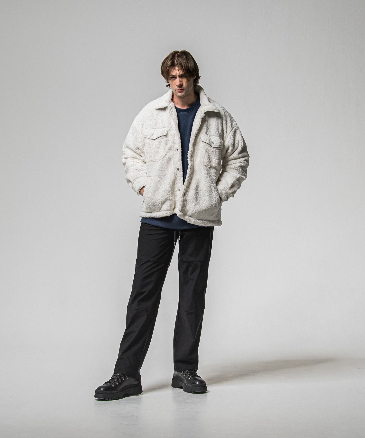 JOHNSON LINE HEAT WIDE TUCK PANTS / RC38-ST-009HWT / 裏起毛ジョンソンラインワイドタックパンツ / ブラック×ブラック (10月下旬入荷予定)