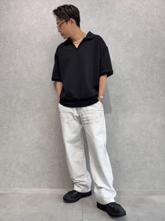 DELAYスキッパーポロ×RESOUNDダブルニーデニムコーデ