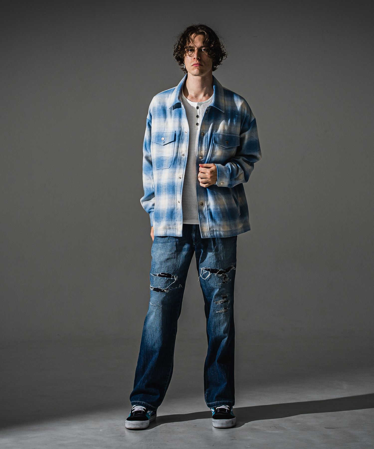 FLANNEL CHECK JK / RC41-JK-006 / フランネルチェックCPOジャケット / サックスブルー (8月下旬入荷予定)