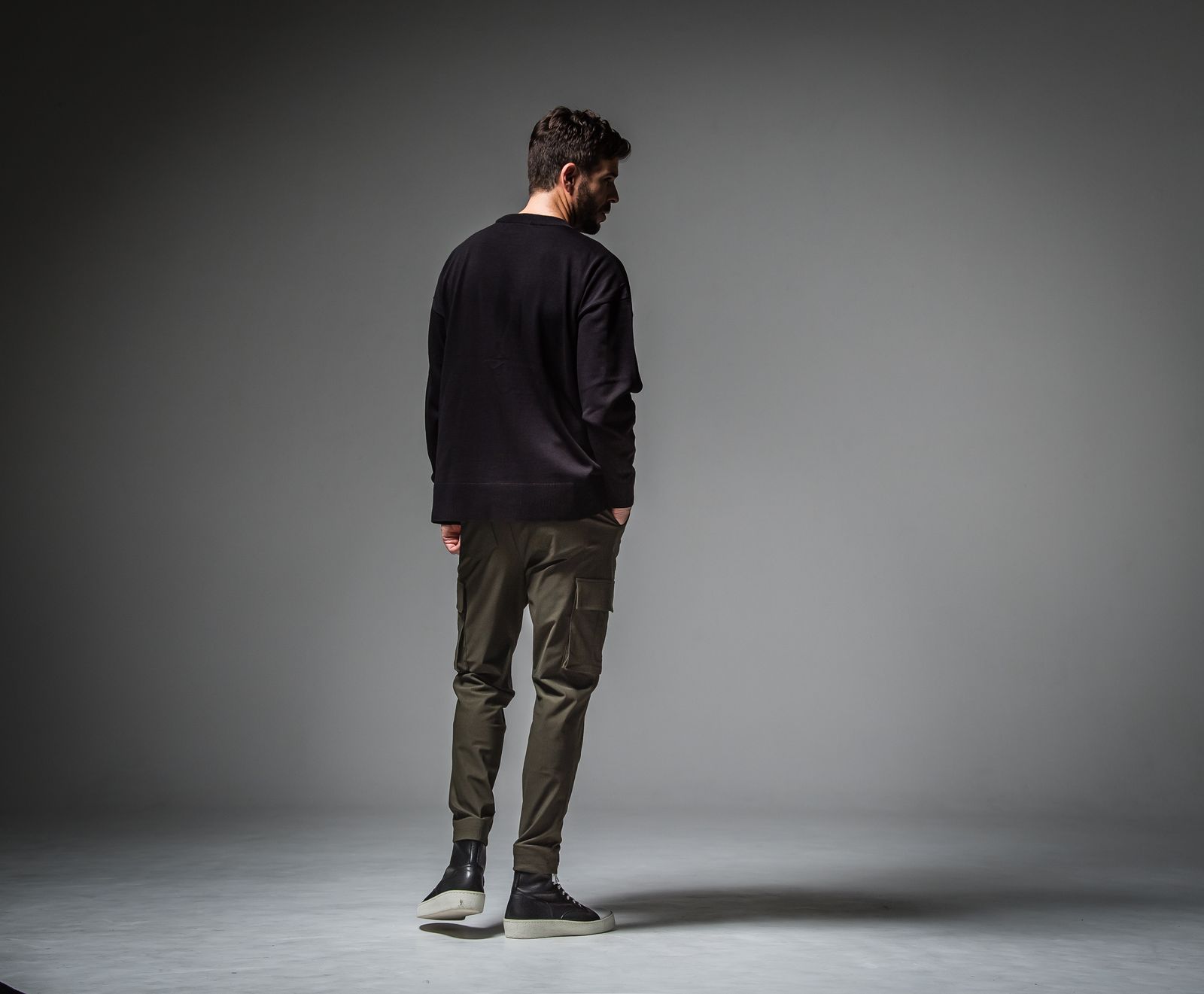 POCKET OVER SWEATER / RC30-K-002 / ポケットルーズニット / ブラック