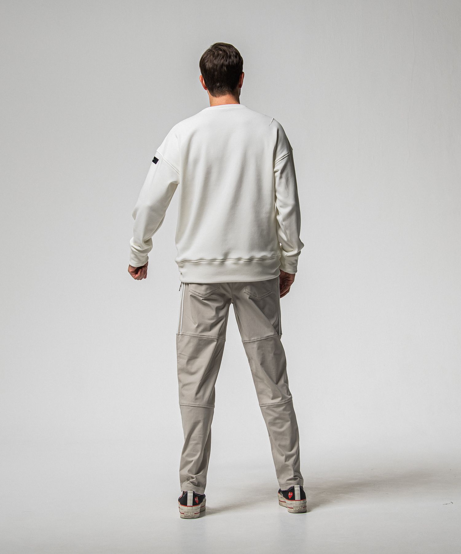 JOHNSON LINE HEAT WIDE TUCK PANTS / RC38-ST-009HWT / 裏起毛ジョンソンラインワイドタックパンツ / グレー×ホワイト (10月下旬入荷予定)