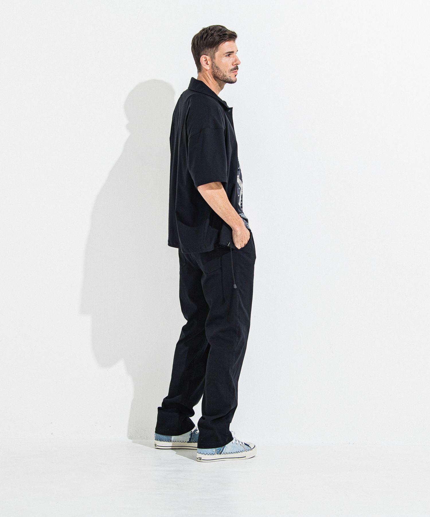 NYLON HALF COACH JACKET / RC36-C-002 / 半袖ナイロンコーチジャケット / ブラック