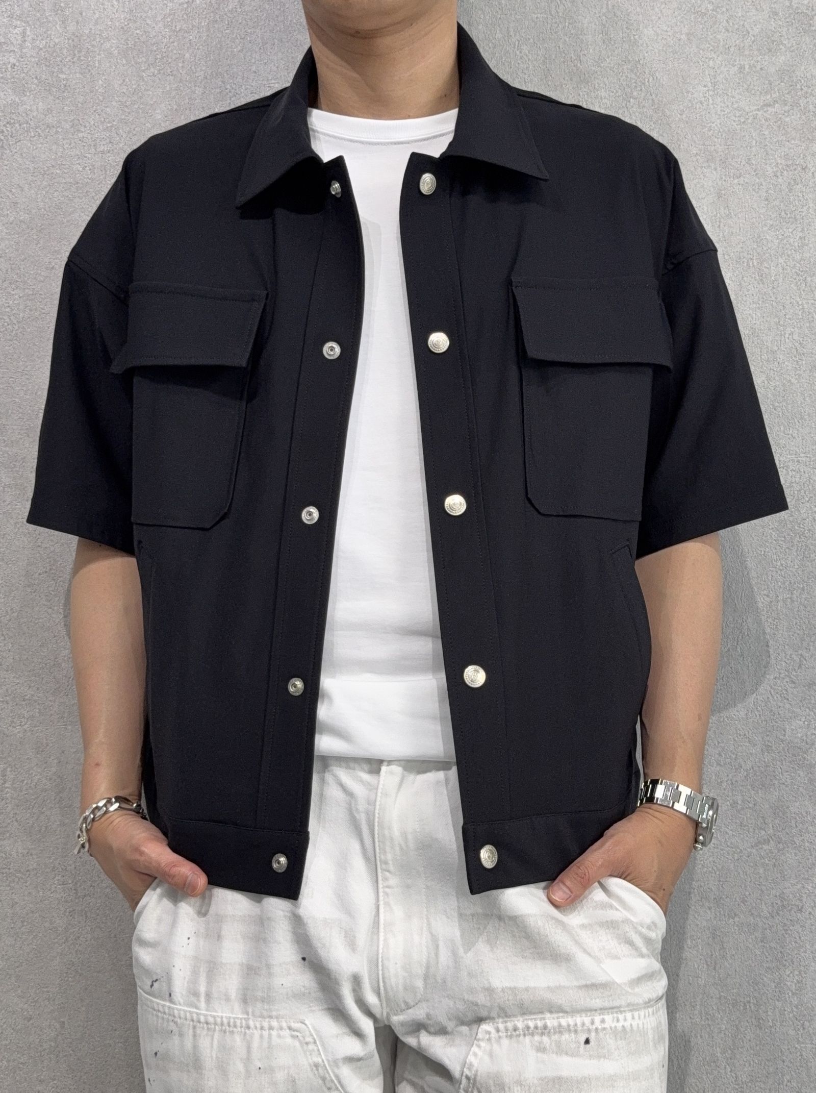 CPO HALF SHIRTS JK / RC40-SH-003 / 半袖ナイロンCPOジャケット / ブラック