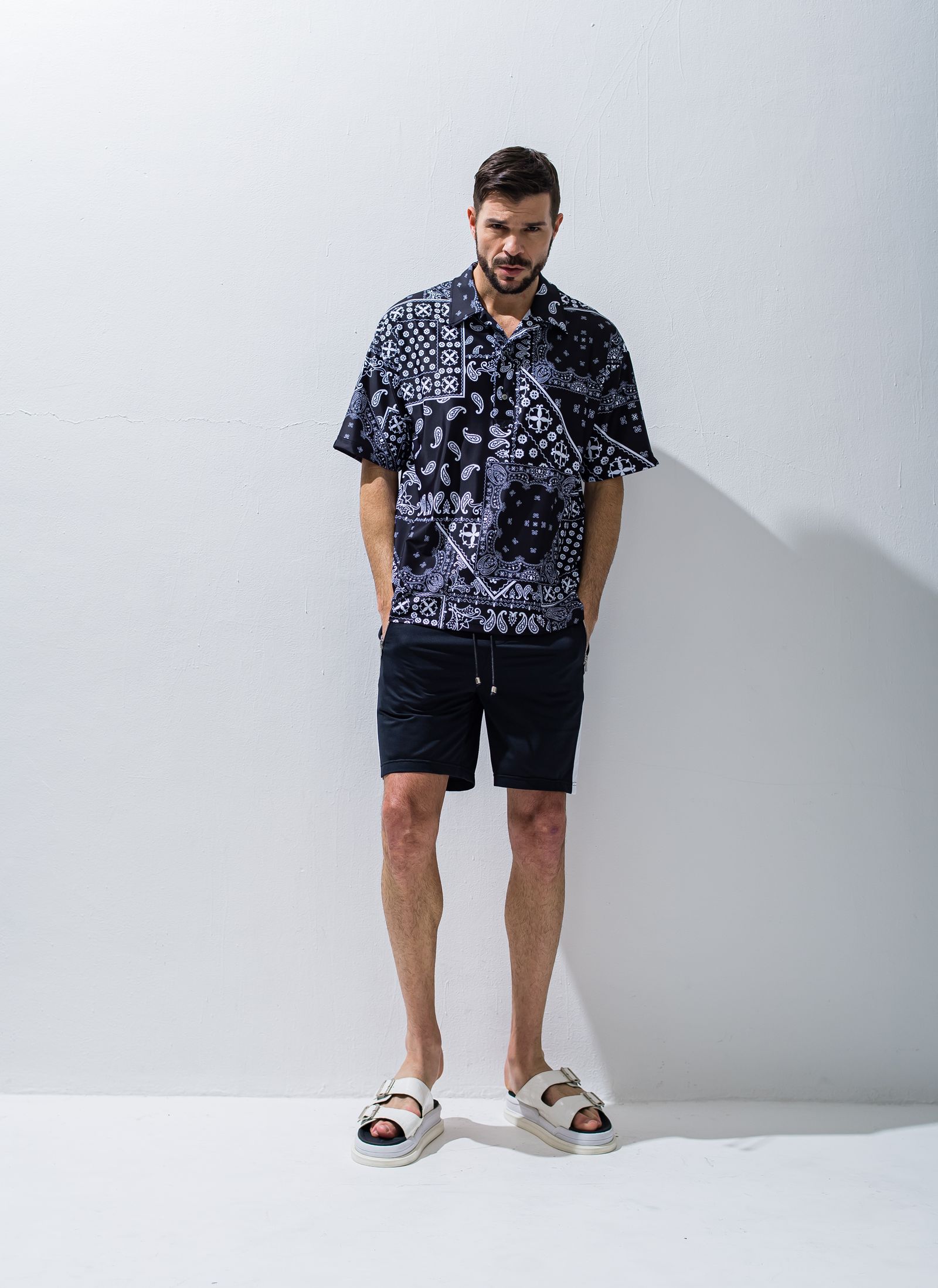 MESH LINE SHORTS / RC28-HP-003 / メッシュラインハーフパンツ / ブラック