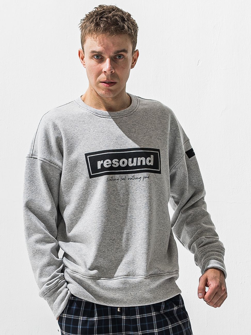 BOX VELOURS FLEECE DROP TRAINER / RC42-C-007 / 裏起毛ボックスロゴトレーナー / グレー (11月上旬入荷予定)