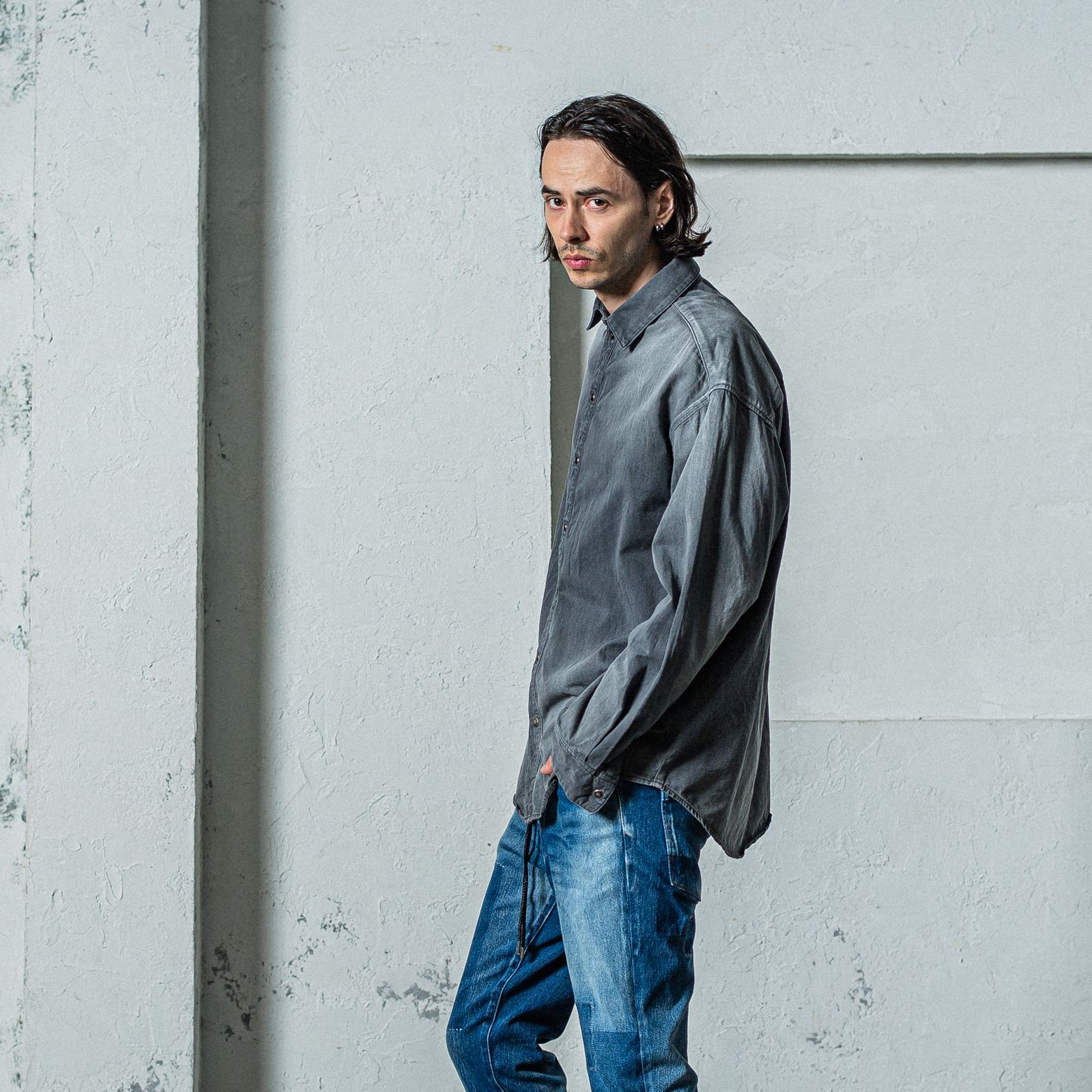 DENIM JACK SHIRTS / RC35-SH-001D / オーバーデニムシャツ / ブラックユーズド